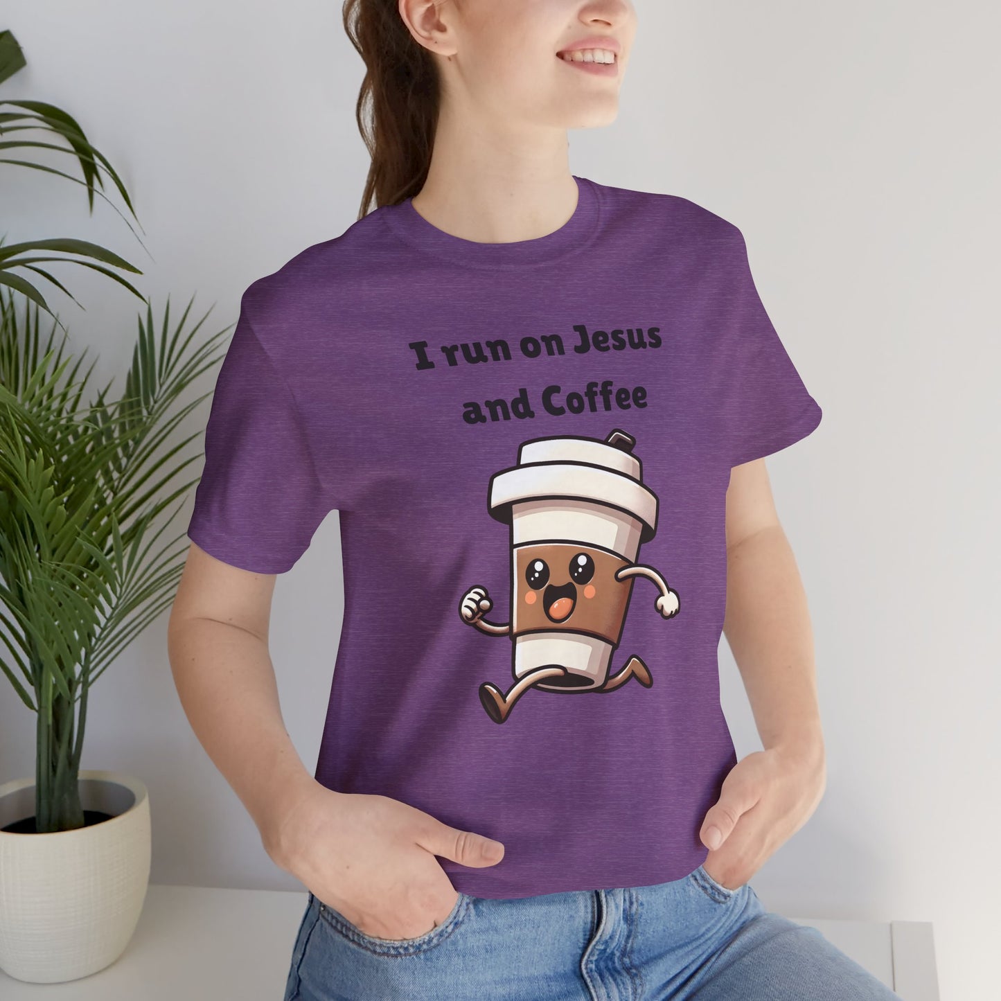 I Run On Jesus And Coffee Jersey Short Sleeve Tee