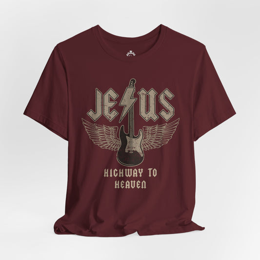 Jesus Highway To Heaven Jersey Short Sleeve Tee