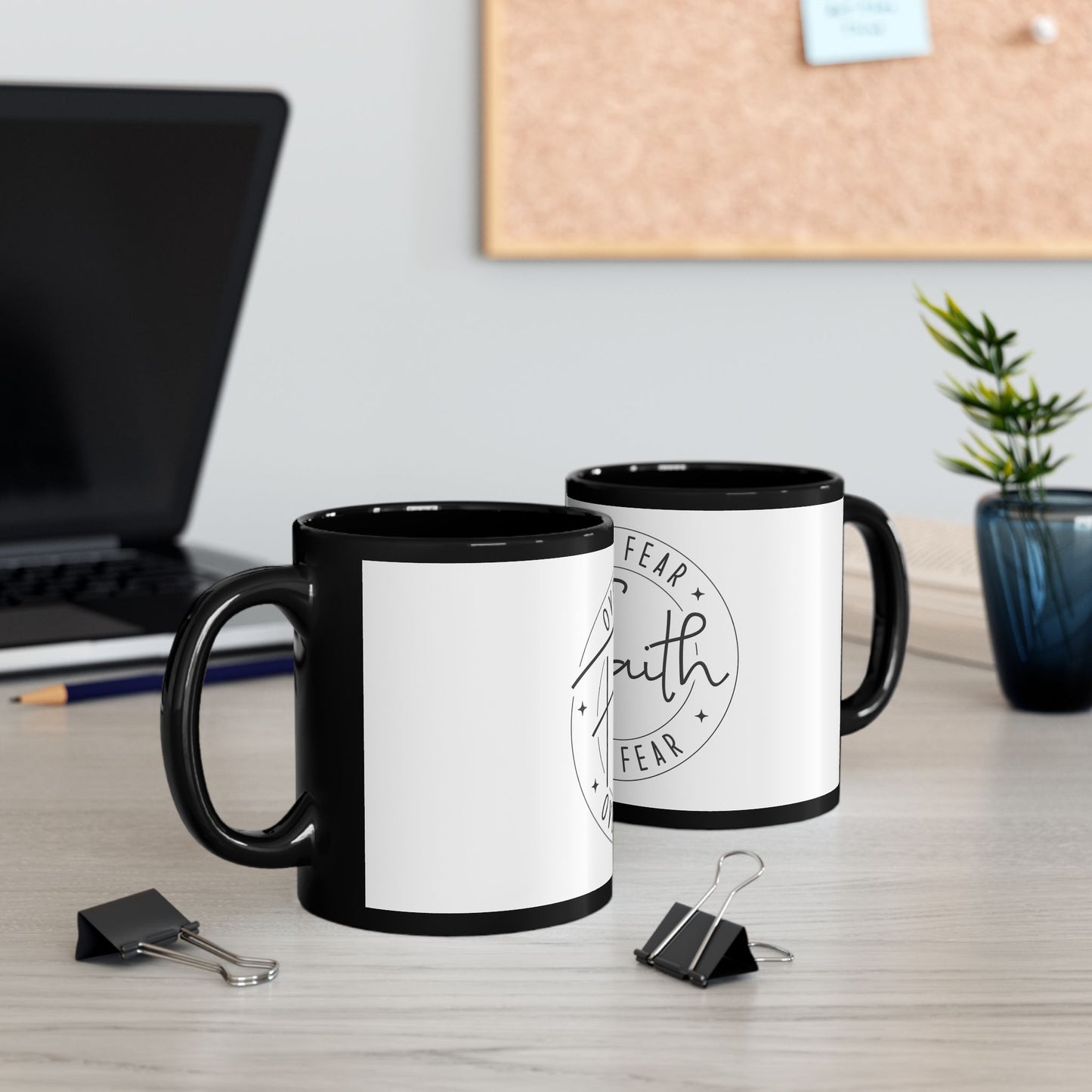 Faith Over Fear Black Mug (11oz, 15oz)