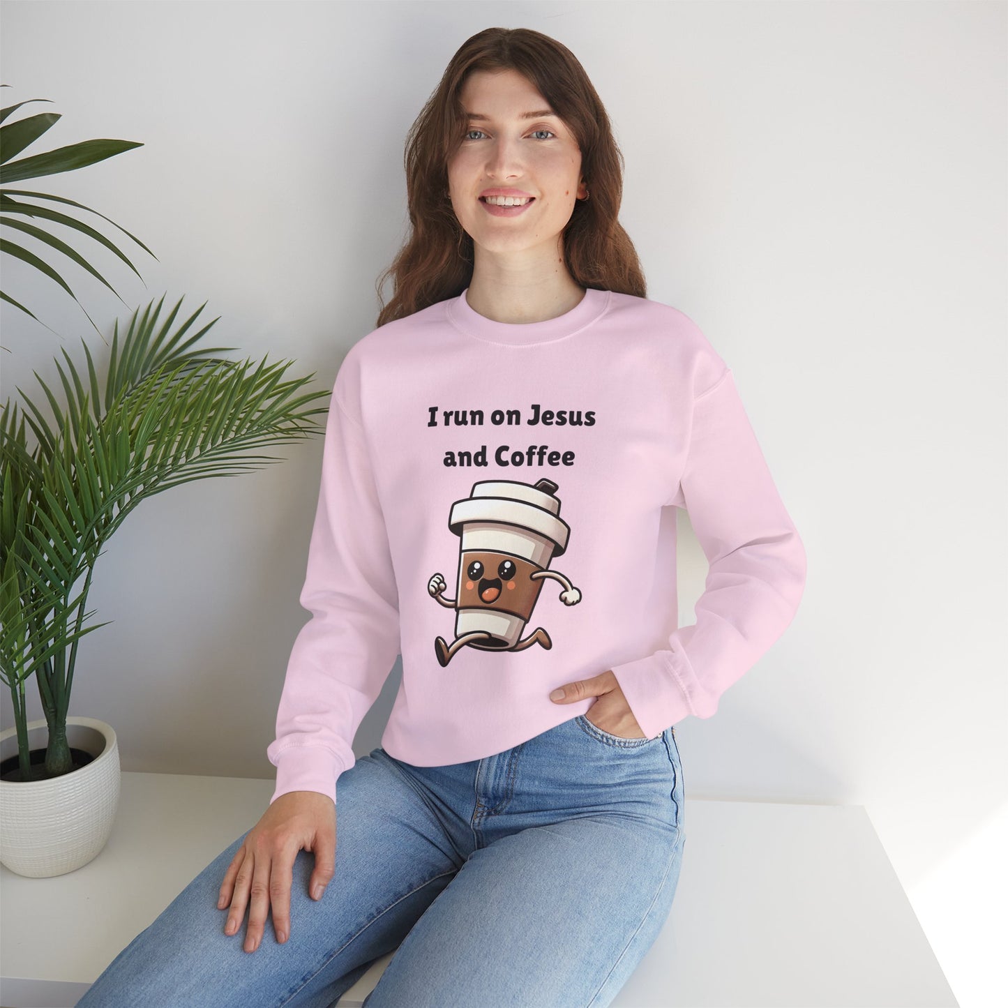 I Run n On Jesus And Coffee Heavy Blend™ Crewneck Sweatshirt