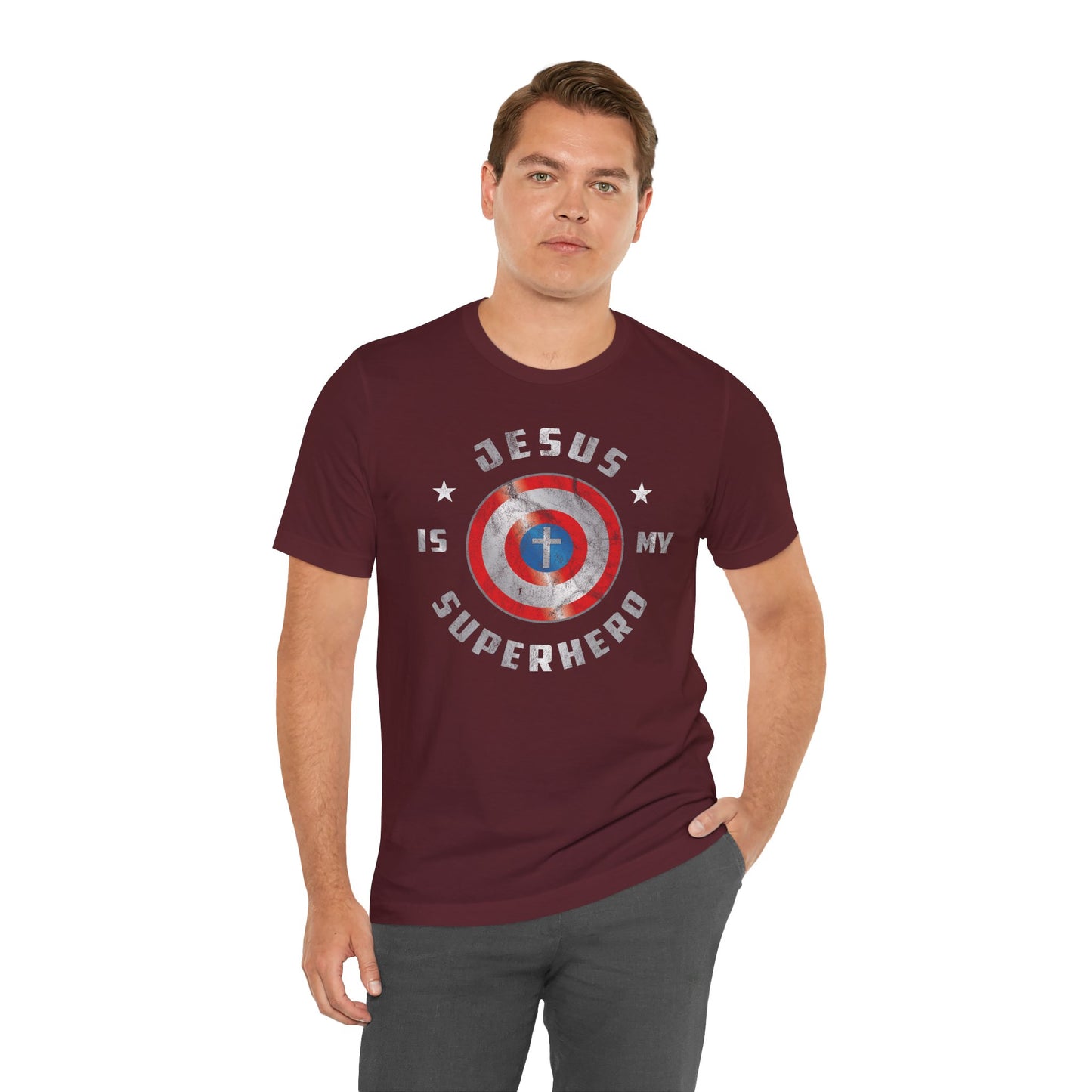 Jesus Is My Super Hero Jersey Short Sleeve Tee