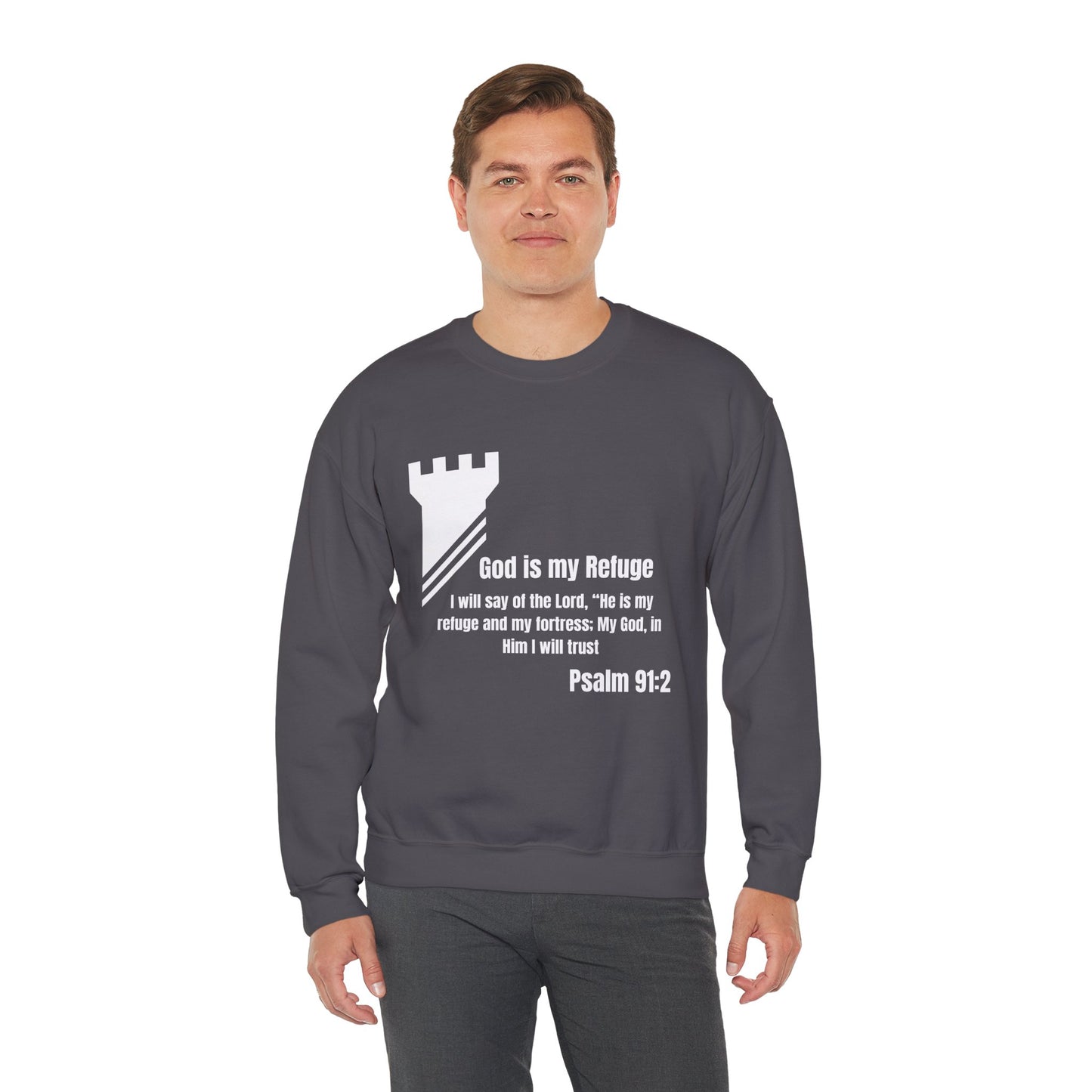 God Is My Refuge Heavy Blend™ Crewneck Sweatshirt