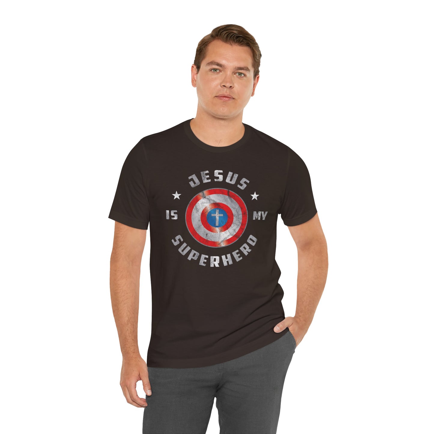 Jesus Is My Super Hero Jersey Short Sleeve Tee