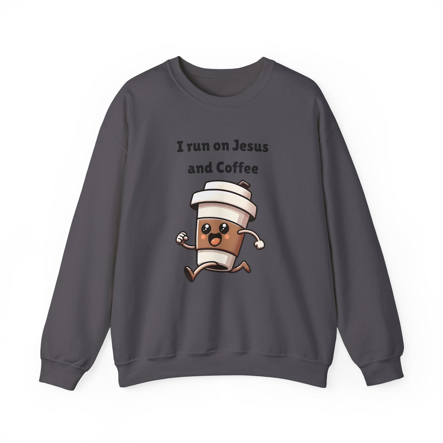 I Run n On Jesus And Coffee Heavy Blend™ Crewneck Sweatshirt