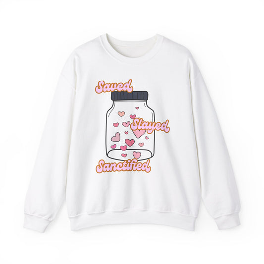 Saved Slayed Sanctified Heavy Blend™ Crewneck Sweatshirt