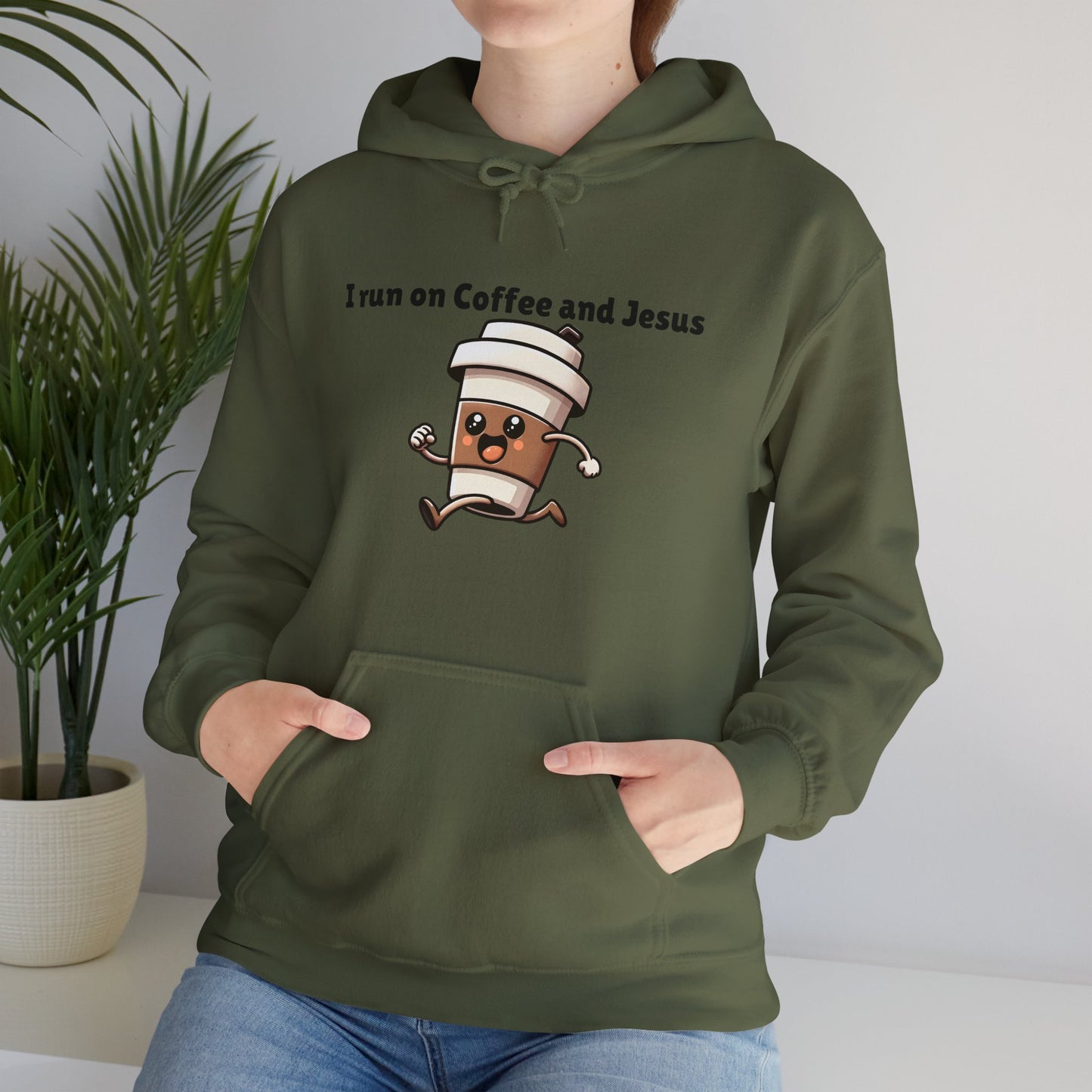 I Run On Coffee And Jesus Heavy Blend™ Hooded Sweatshirt