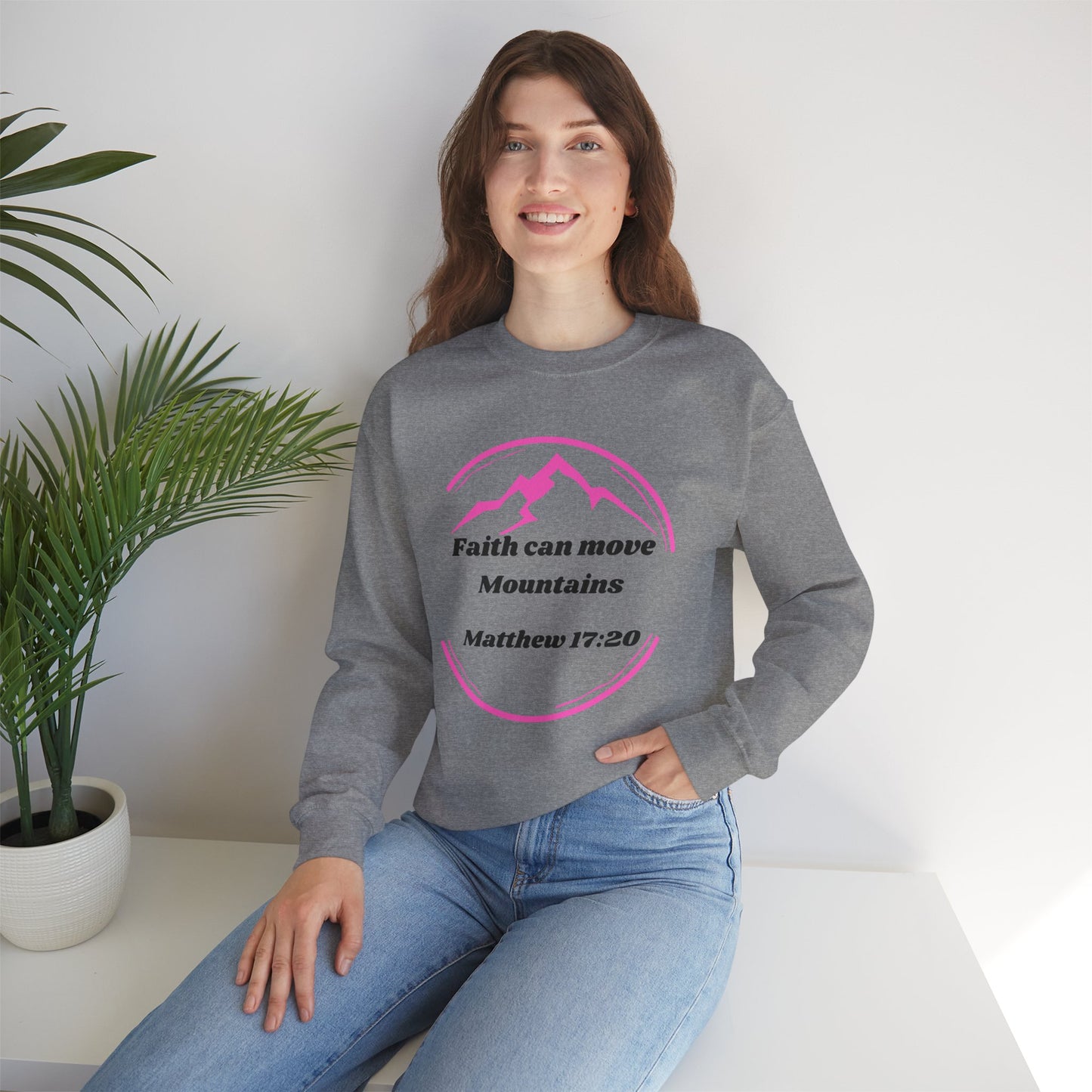 Faith Can Move Mountains Heavy Blend™ Crewneck Sweatshirt