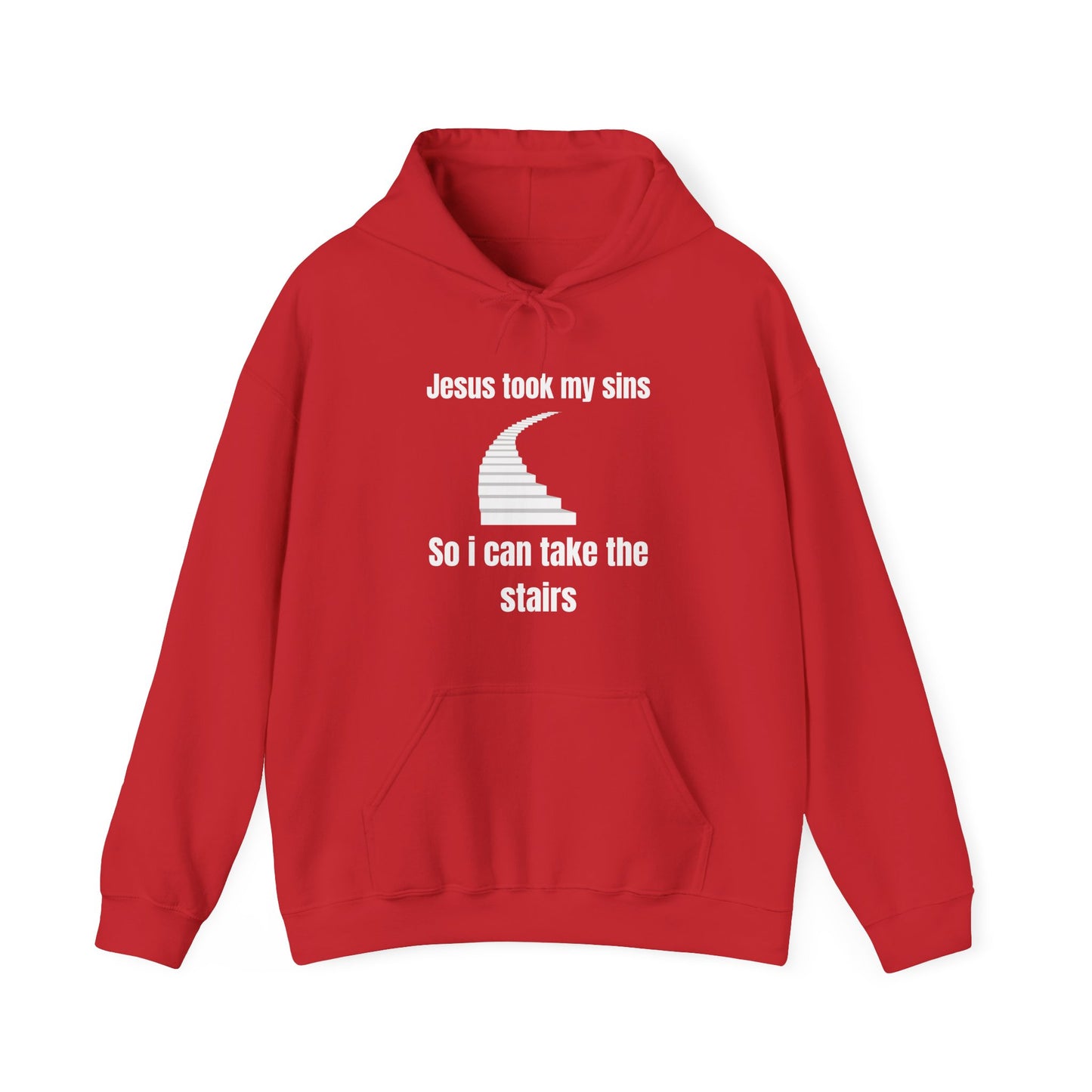 Jesus Took My Sins So I Can Take The Stairs Heavy Blend™ Hooded Sweatshirt