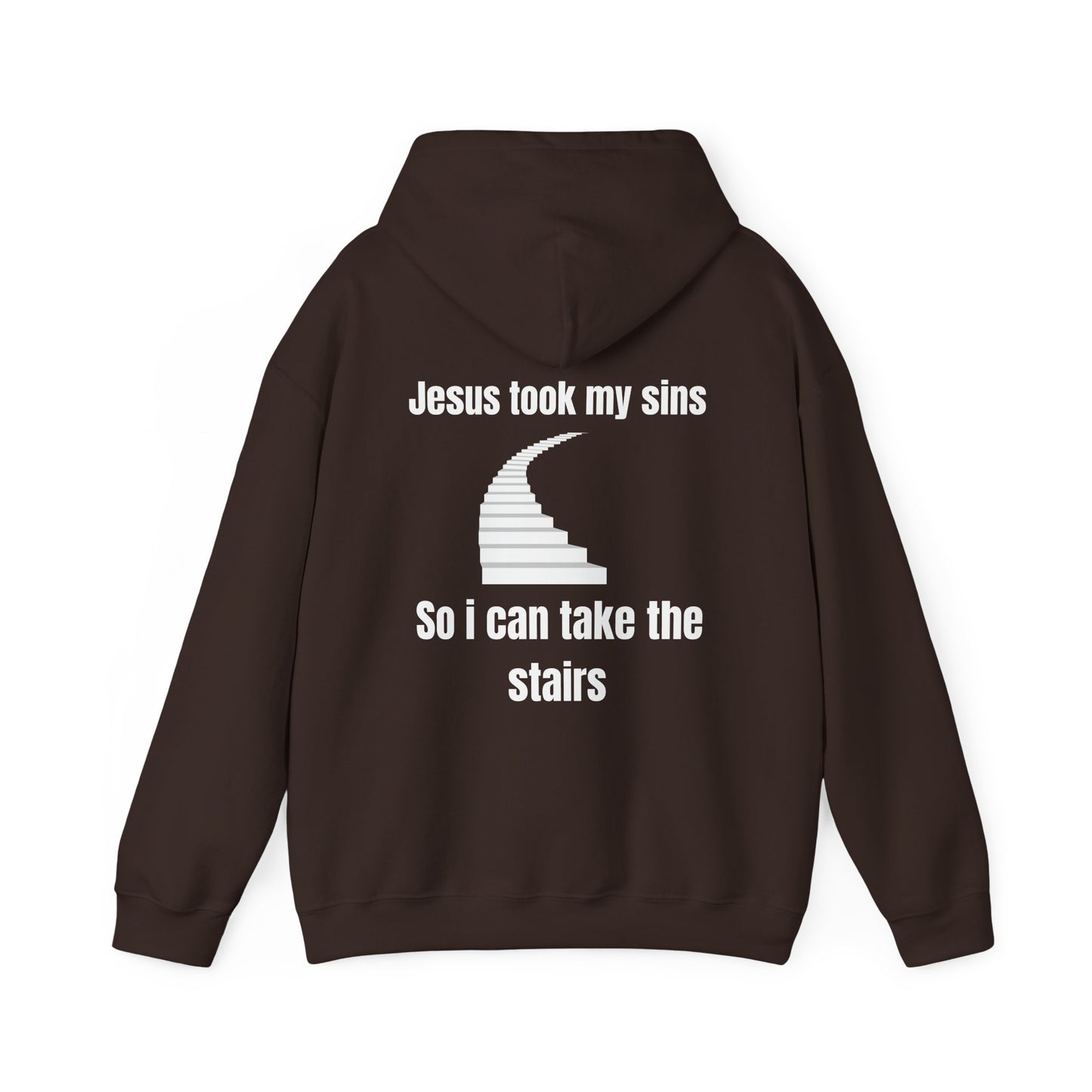 Jesus Took My Sins So I Can Take The Stairs Heavy Blend™ Hooded Sweatshirt