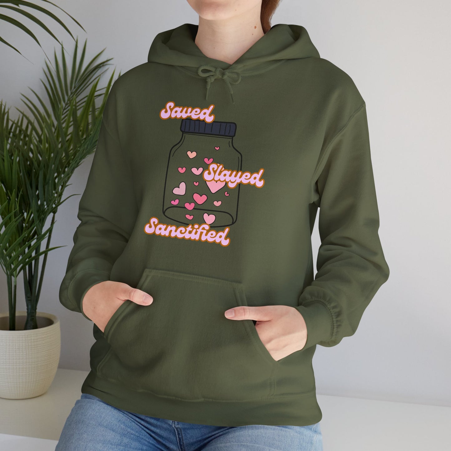 Saved, Slayed, Sanctified Heavy Blend™ Hooded Sweatshirt