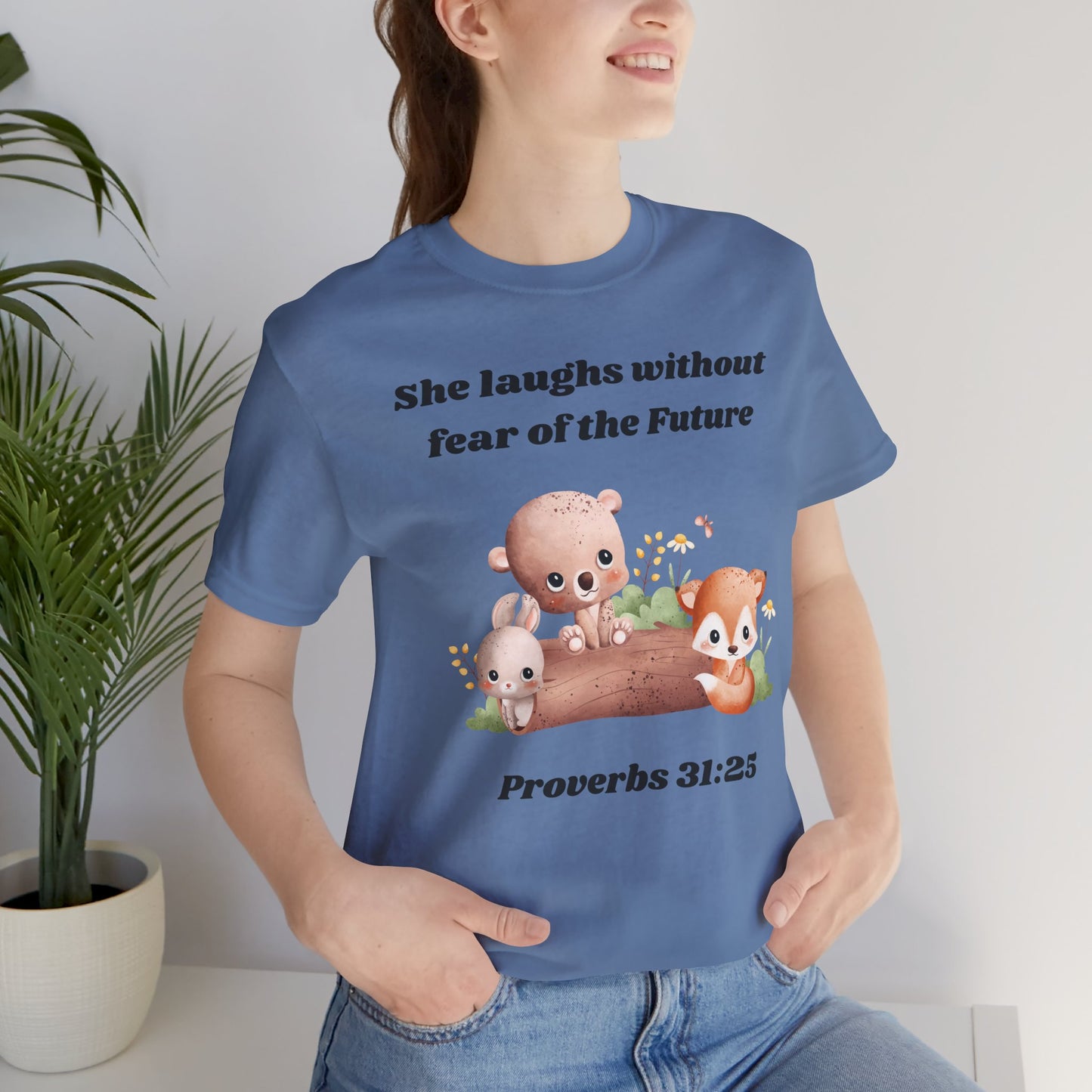 She Laughs Without Fear Of The Future Jersey Short Sleeve Tee