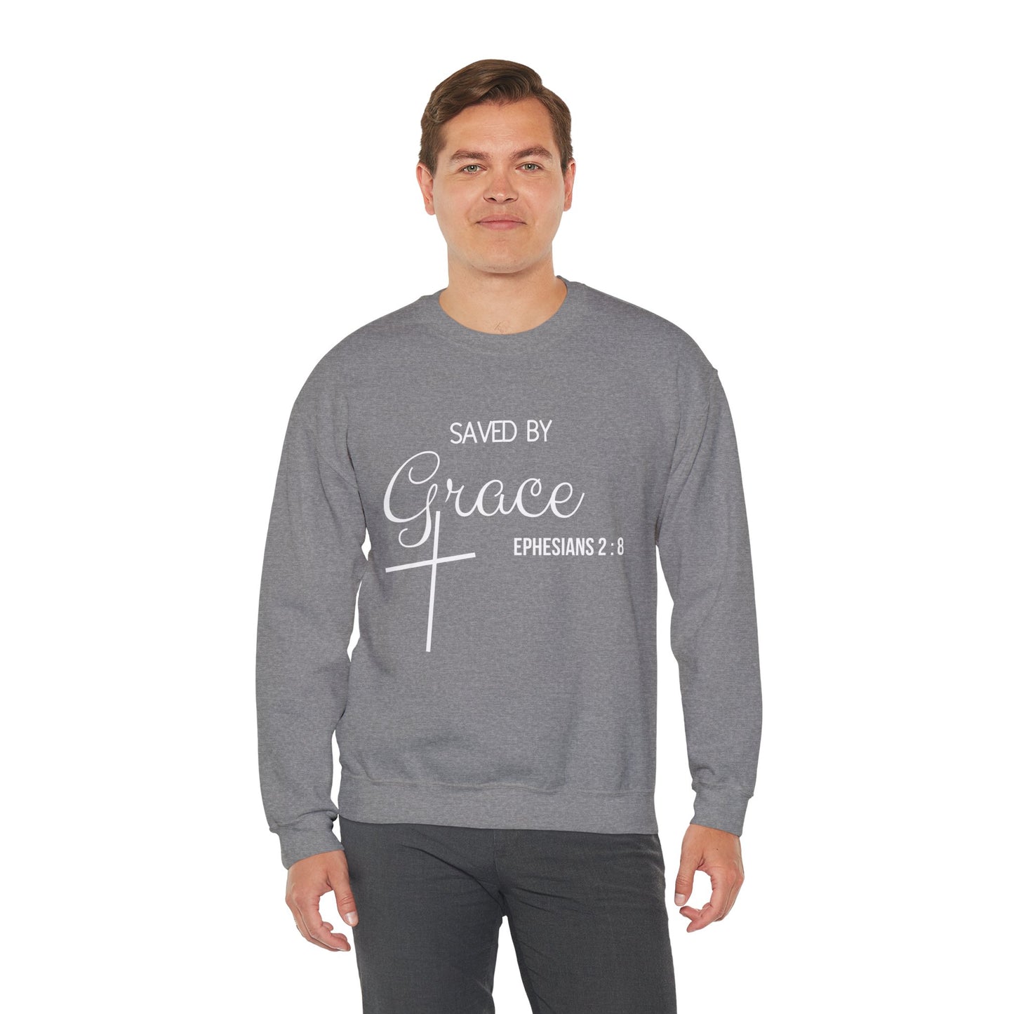 Saved By Grace Men's Heavy Blend™ Crewneck Sweatshirt