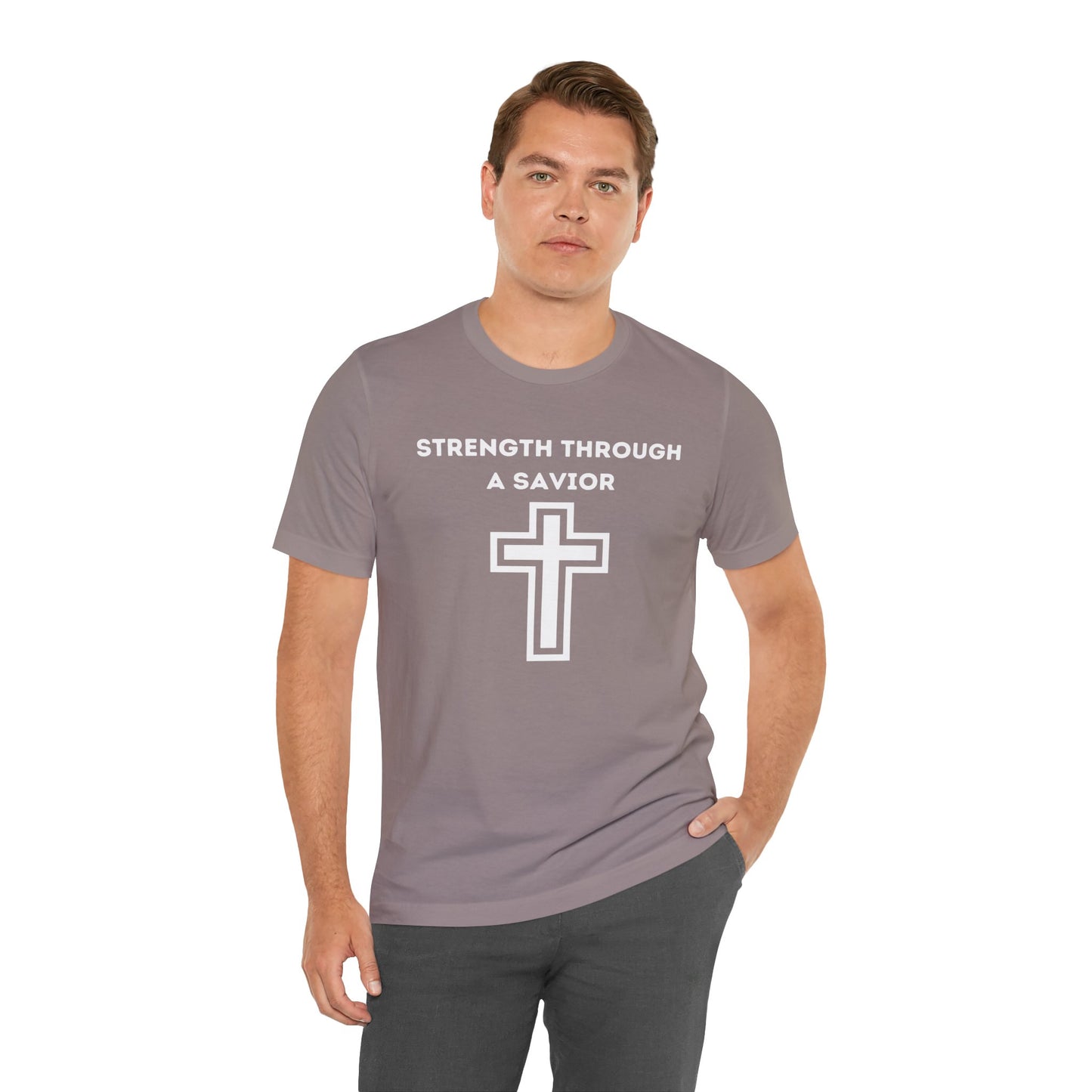 Strength Through A Savior Jersey Short Sleeve Tee