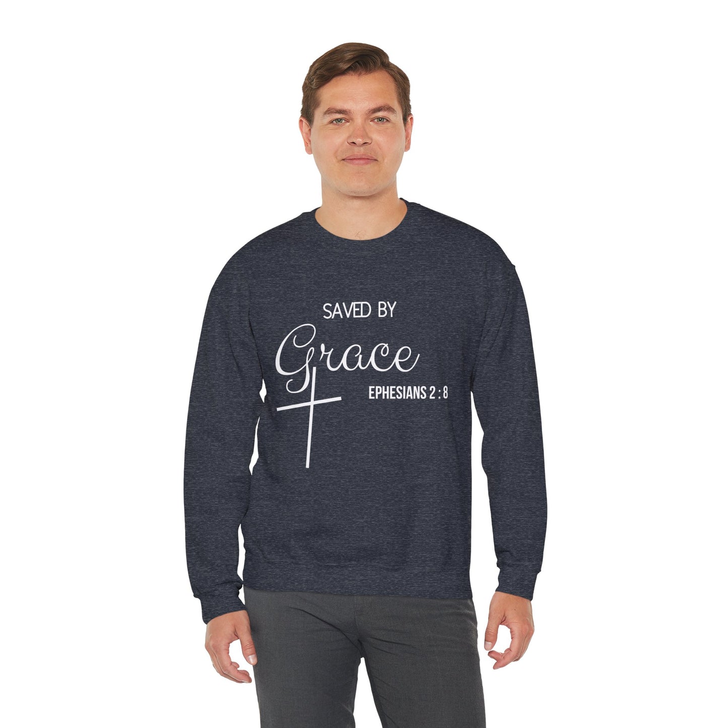 Saved By Grace Men's Heavy Blend™ Crewneck Sweatshirt