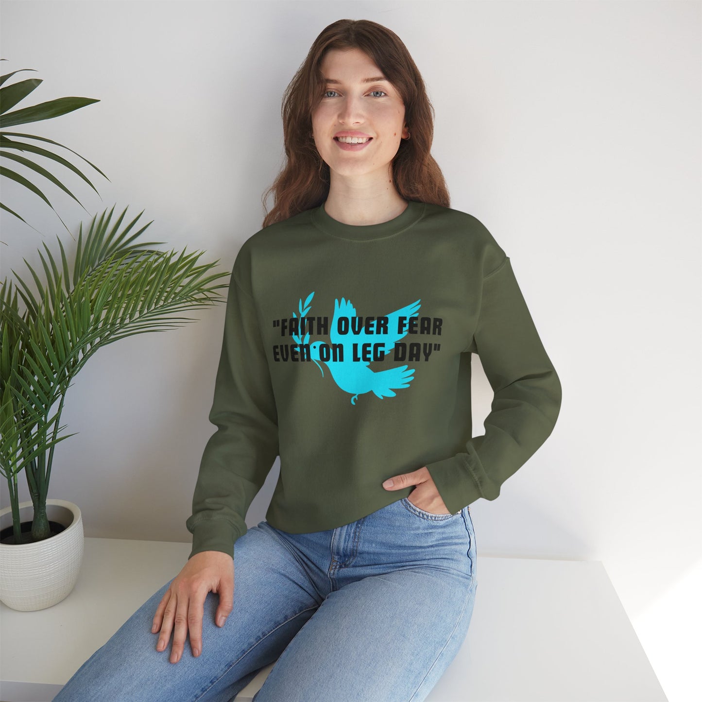 Faith Over Fear Even On Leg Day Heavy Blend™ Crewneck Sweatshirt