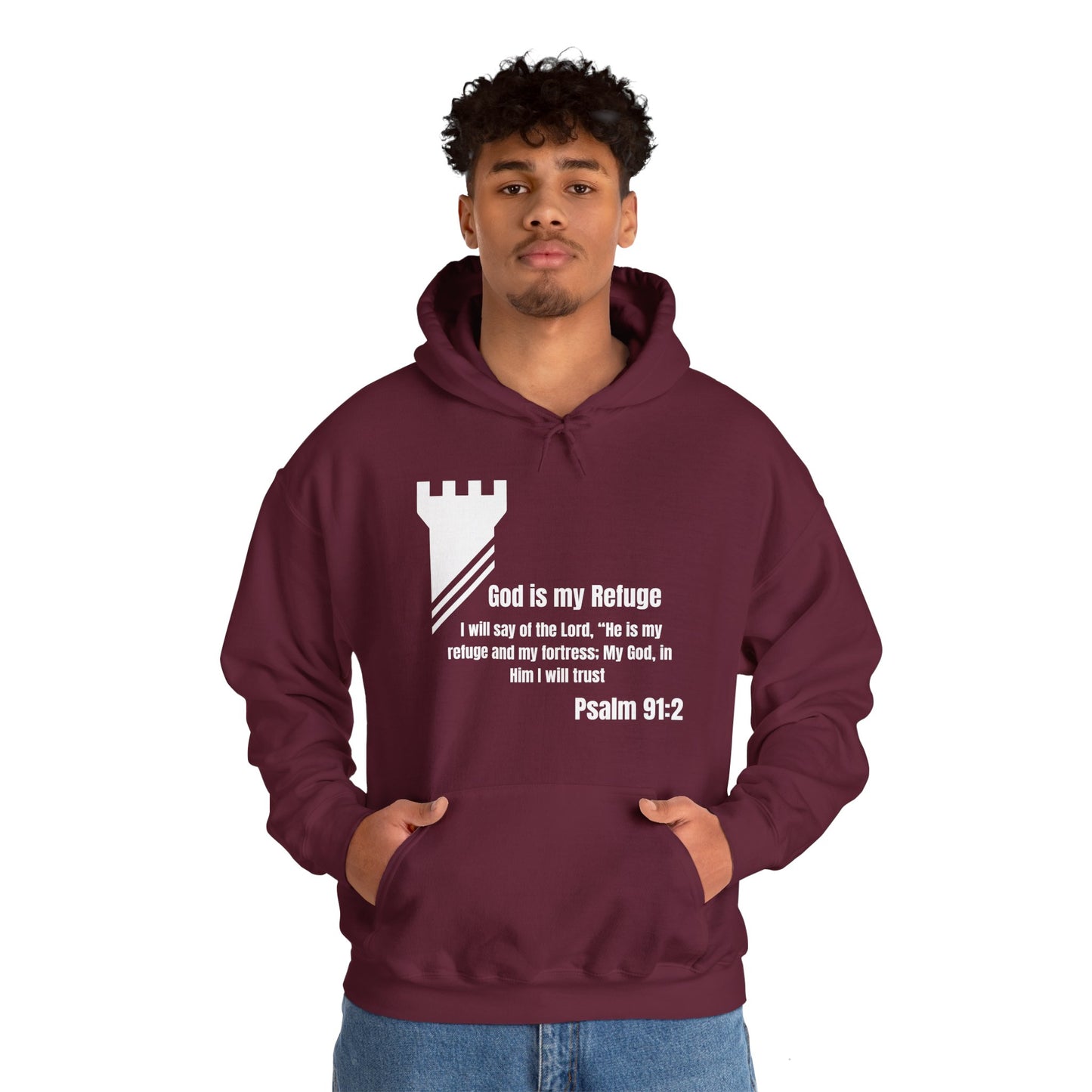 God Is My Refuge Heavy Blend™ Hooded Sweatshirt