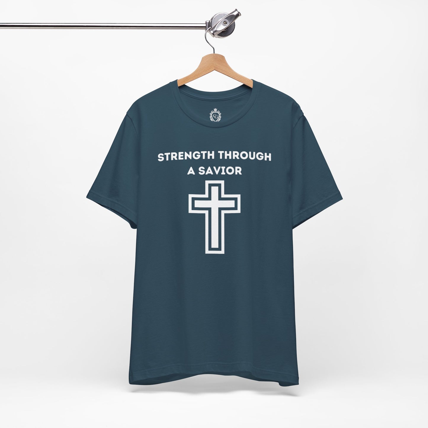 Strength Through A Savior Jersey Short Sleeve Tee