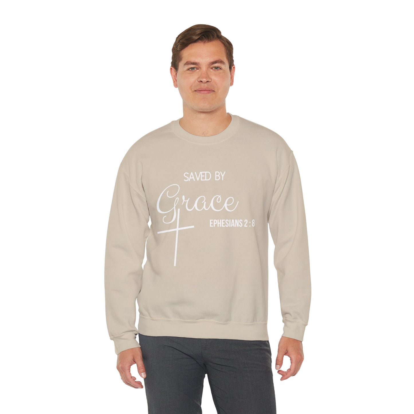 Saved By Grace Men's Heavy Blend™ Crewneck Sweatshirt