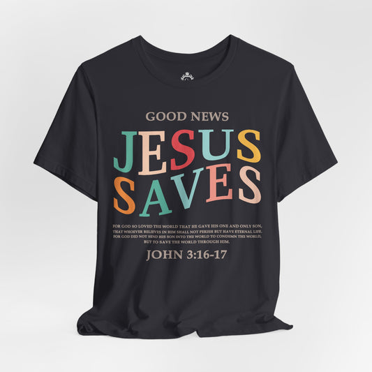 Jesus Saves Jersey Short Sleeve Tee