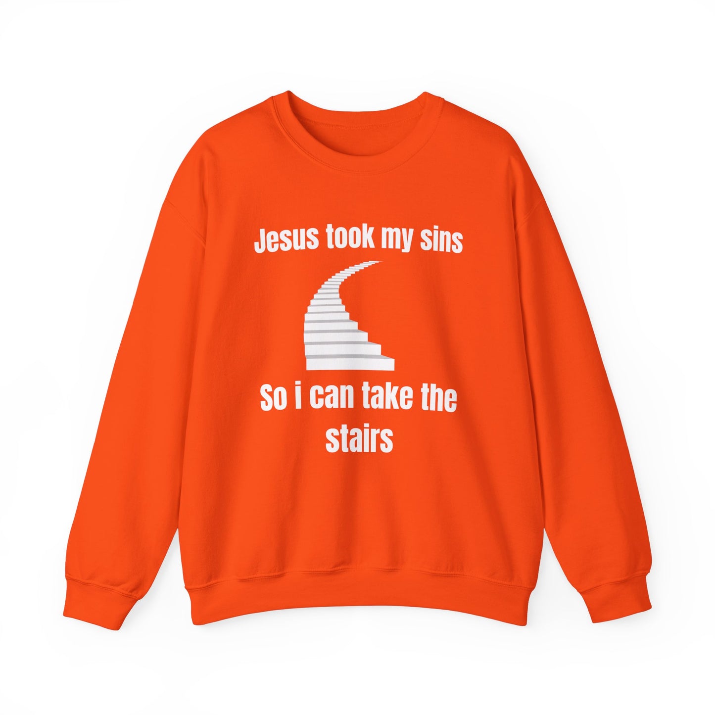 Jesus Took My Sins So Can Take The Stairs Heavy Blend™ Crewneck Sweatshirt