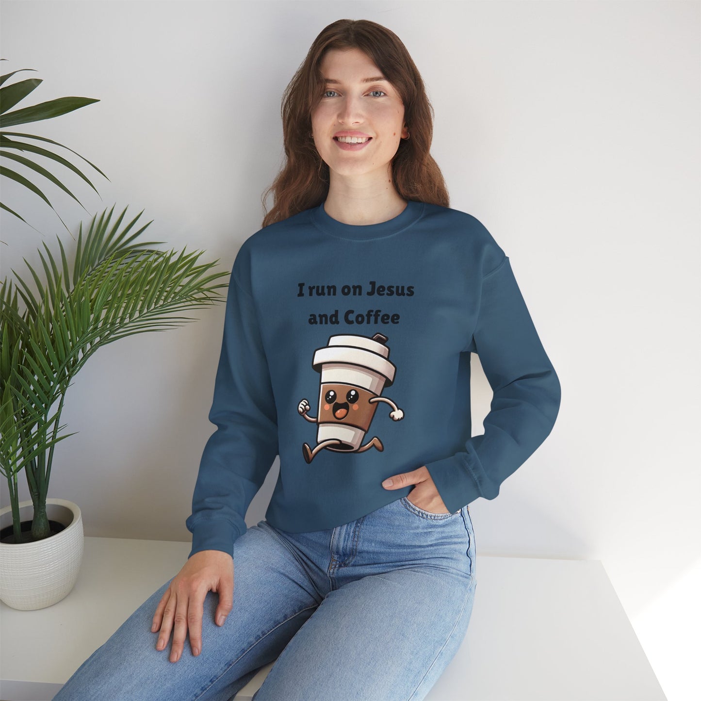 I Run n On Jesus And Coffee Heavy Blend™ Crewneck Sweatshirt