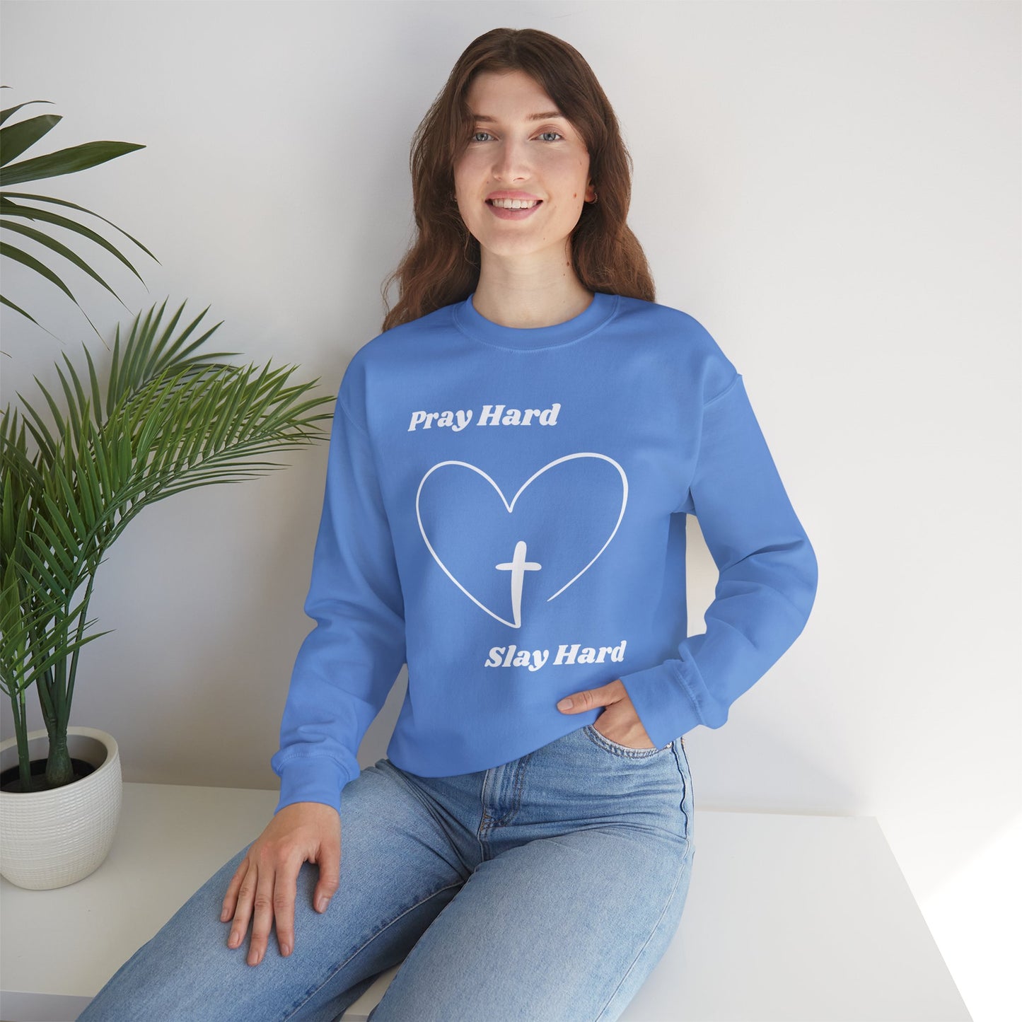 Pray Hard Slay Hard Heavy Blend™ Crewneck Sweatshirt