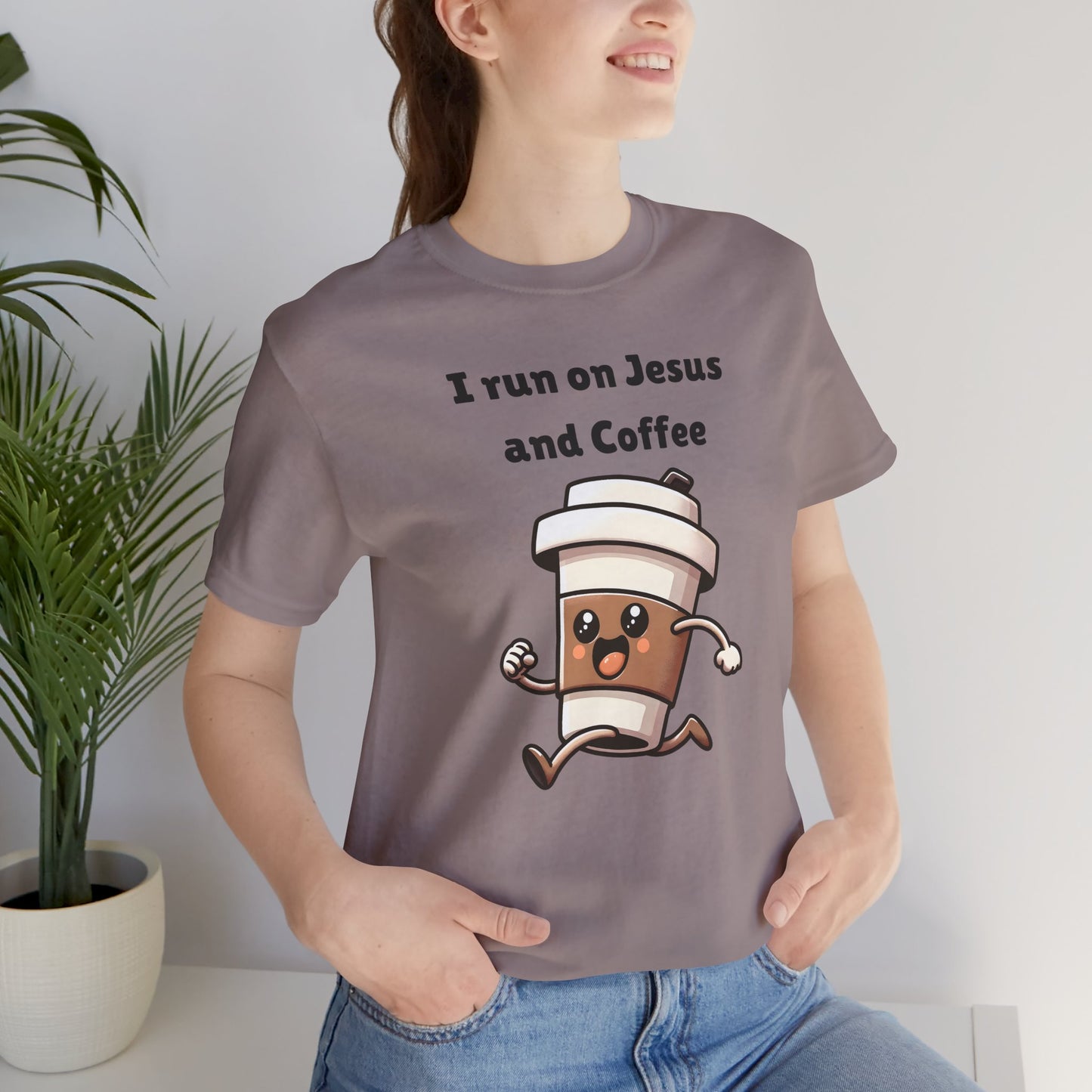 I Run On Jesus And Coffee Jersey Short Sleeve Tee