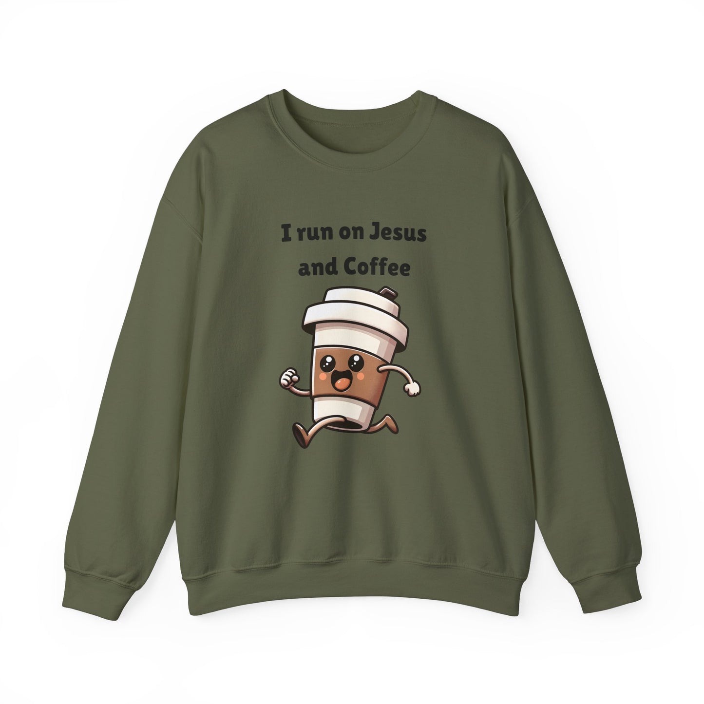 I Run n On Jesus And Coffee Heavy Blend™ Crewneck Sweatshirt