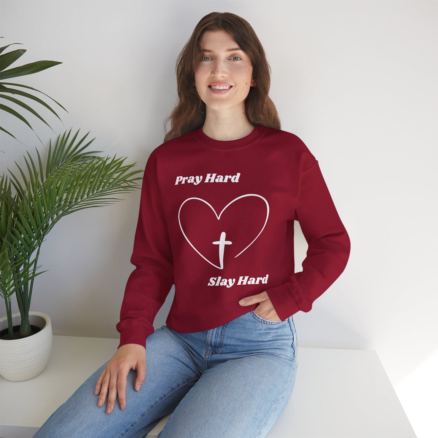 Pray Hard Slay Hard Heavy Blend™ Crewneck Sweatshirt