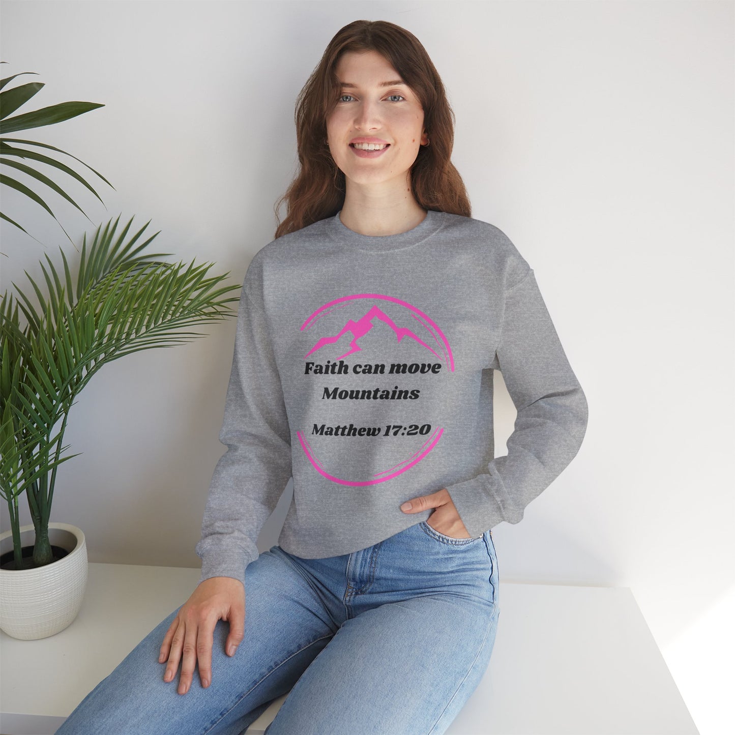 Faith Can Move Mountains Heavy Blend™ Crewneck Sweatshirt