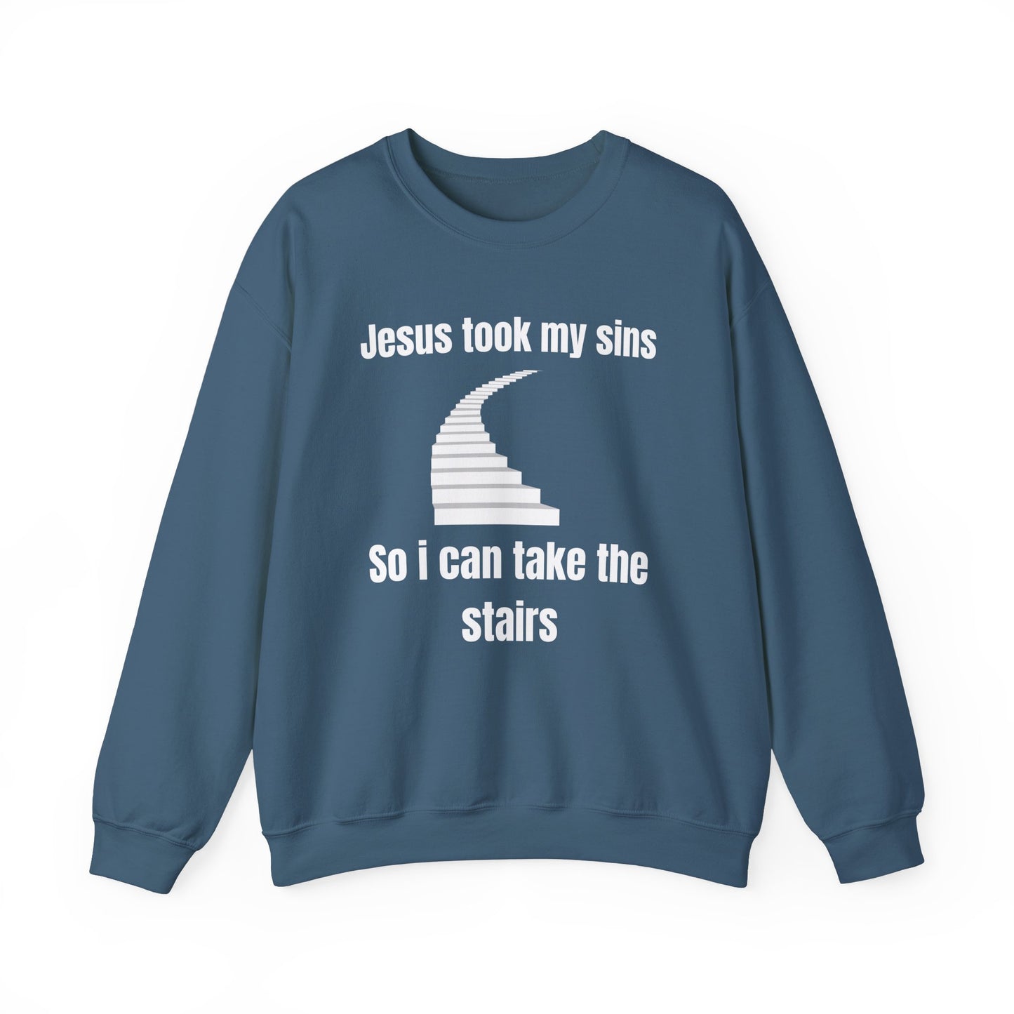 Jesus Took My Sins So Can Take The Stairs Heavy Blend™ Crewneck Sweatshirt