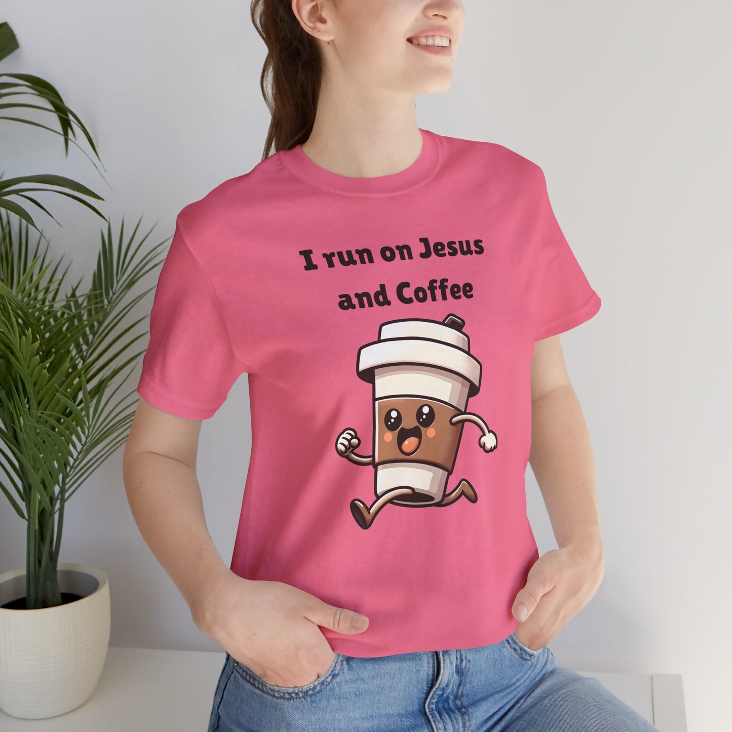 I Run On Jesus And Coffee Jersey Short Sleeve Tee