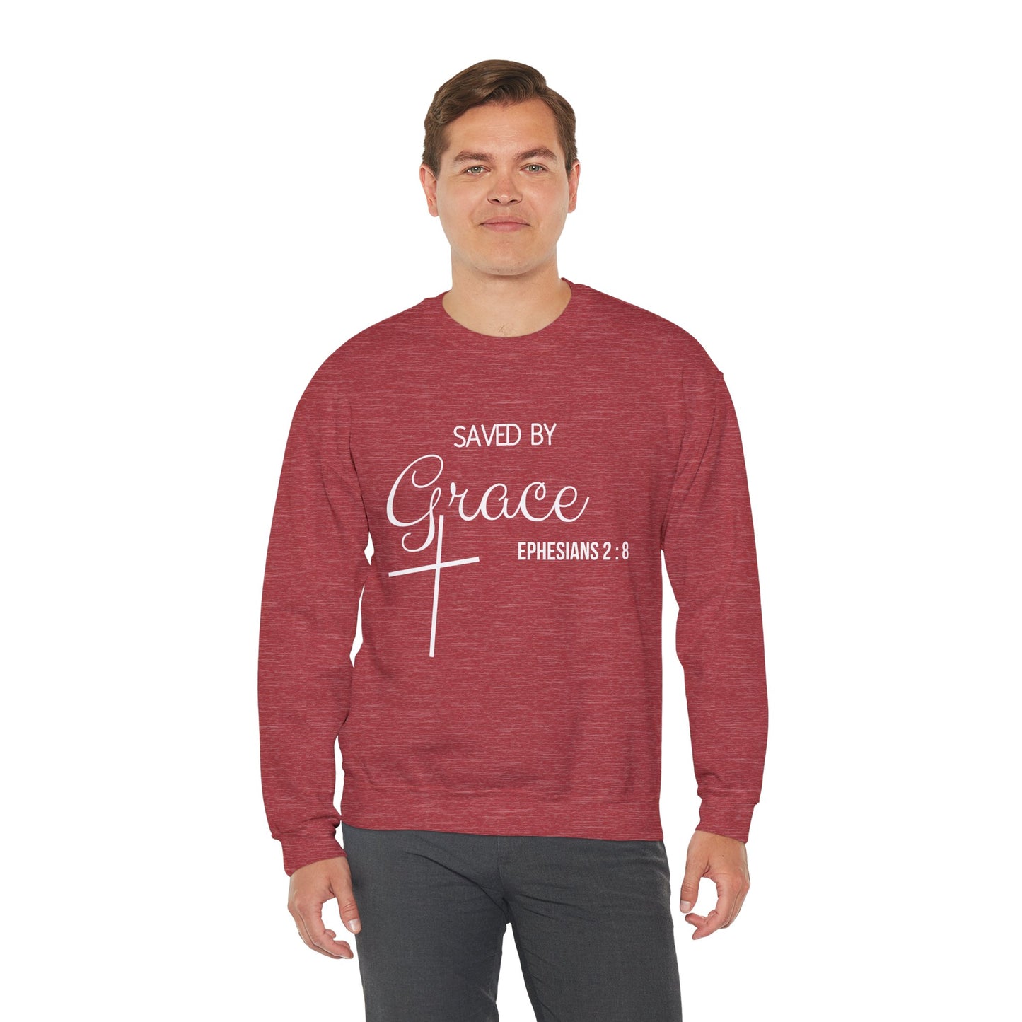 Saved By Grace Men's Heavy Blend™ Crewneck Sweatshirt