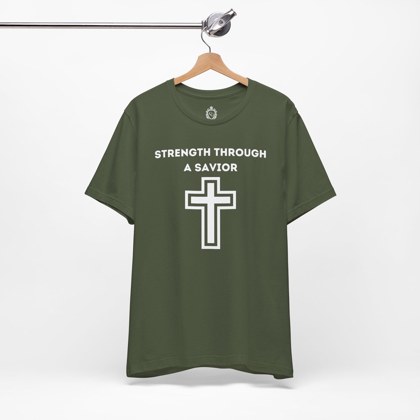 Strength Through A Savior Jersey Short Sleeve Tee