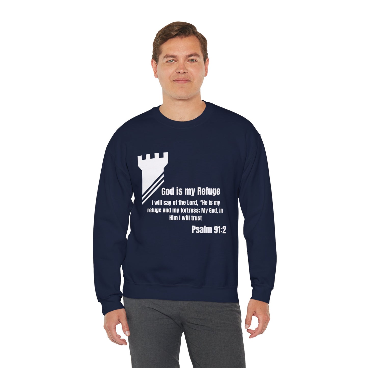 God Is My Refuge Heavy Blend™ Crewneck Sweatshirt