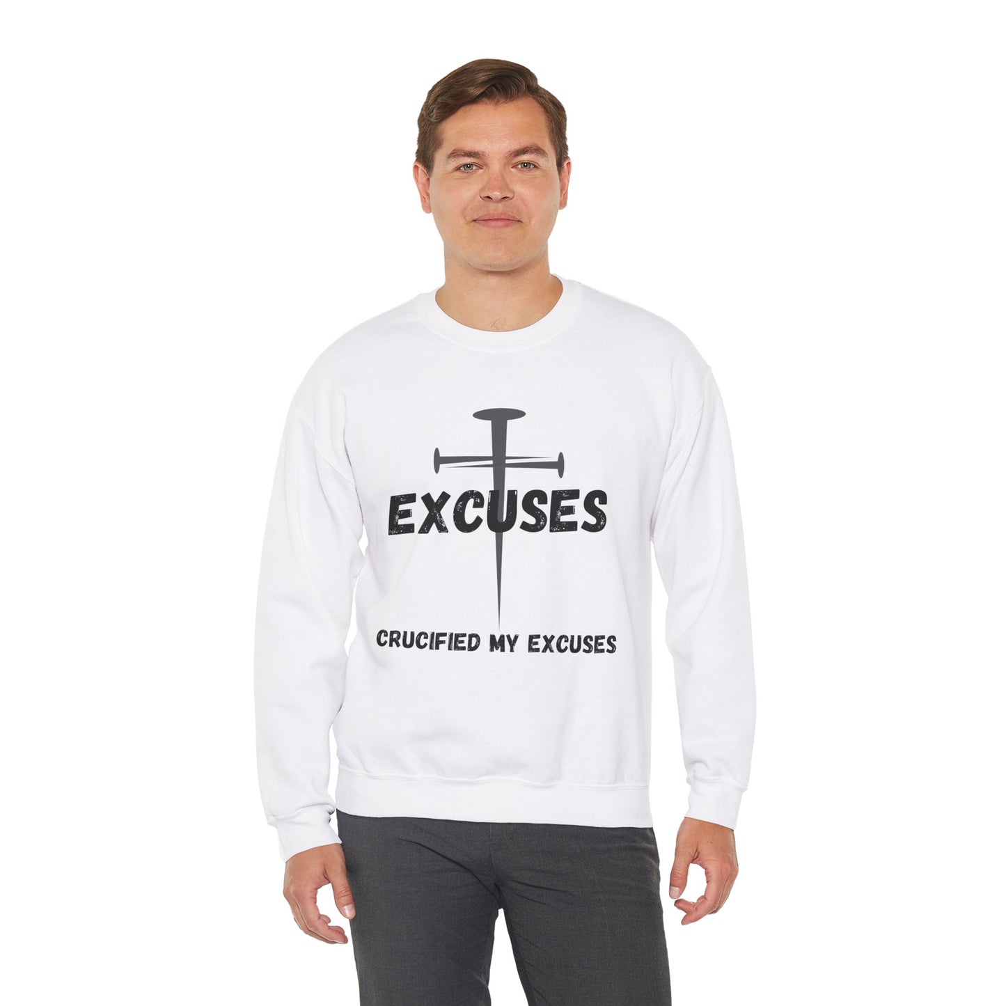 Crucified My Excuses Heavy Blend™ Crewneck Sweatshirt