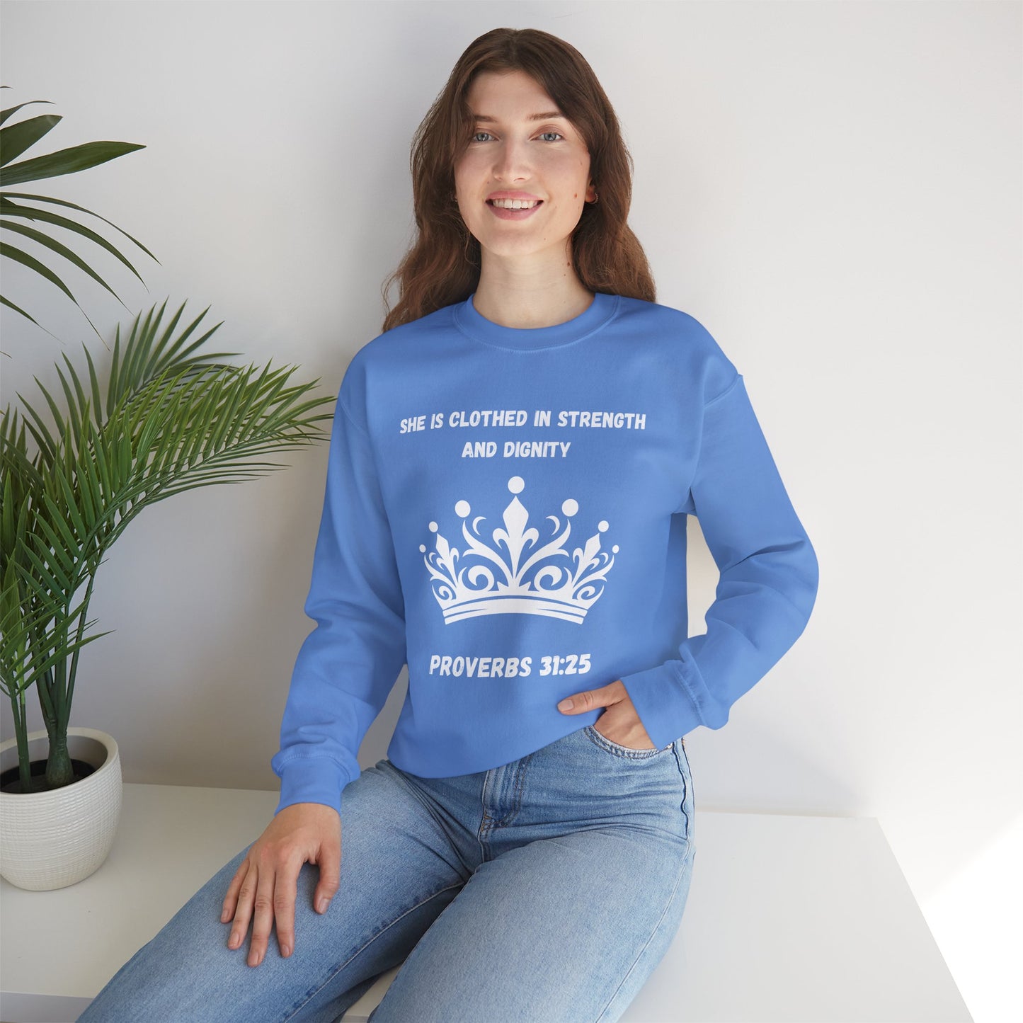 She Is Clothed In Strength And Dignity Heavy Blend™ Crewneck Sweatshirt