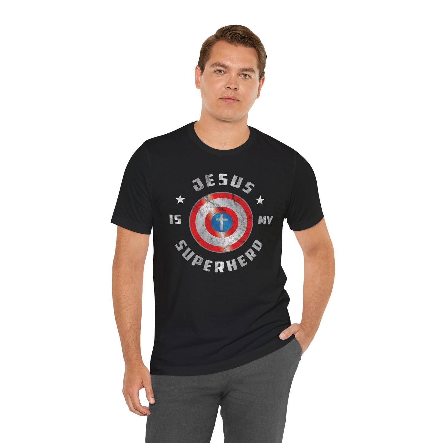 Jesus Is My Super Hero Jersey Short Sleeve Tee