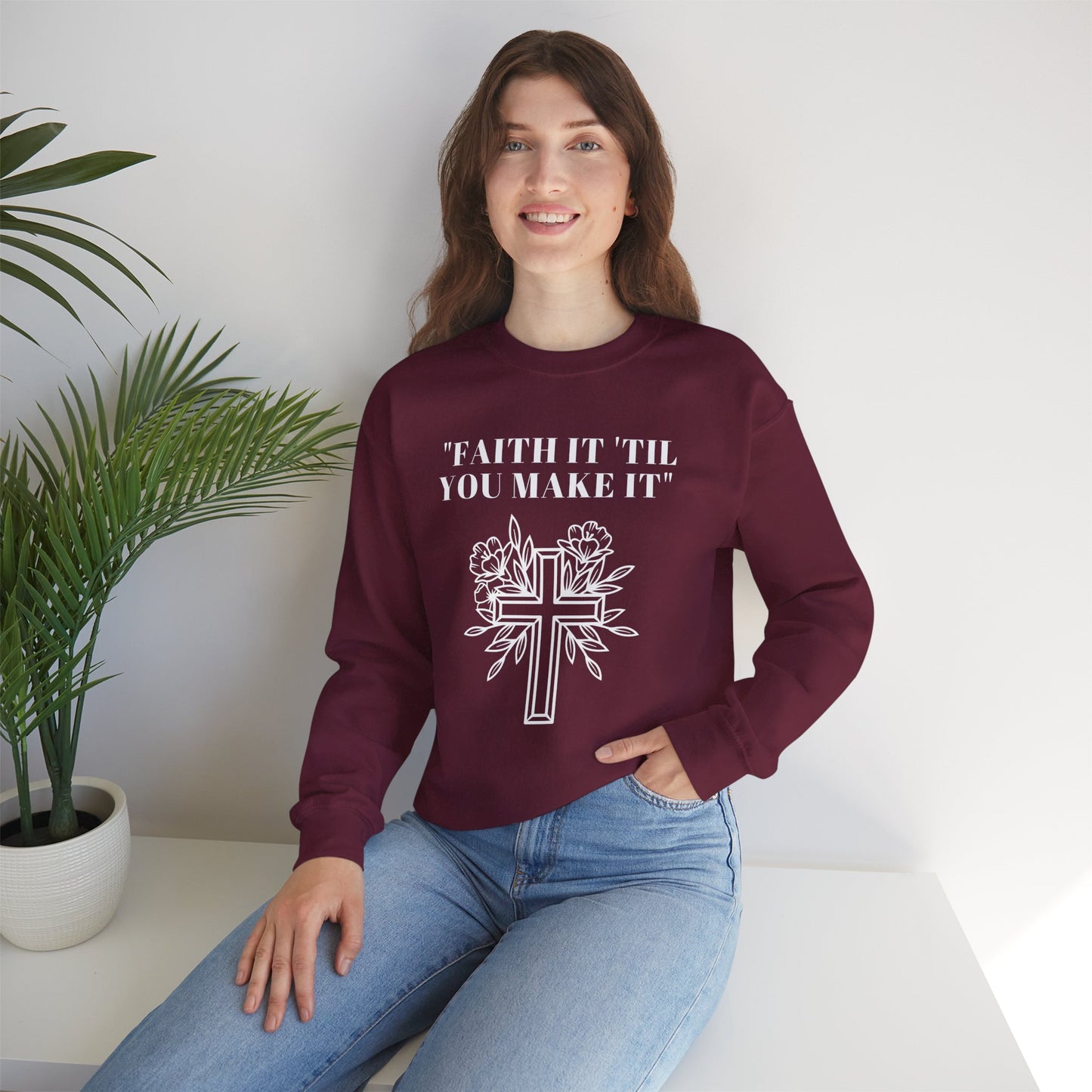 Faith It Till You Make It Heavy Blend™ Crewneck Sweatshirt