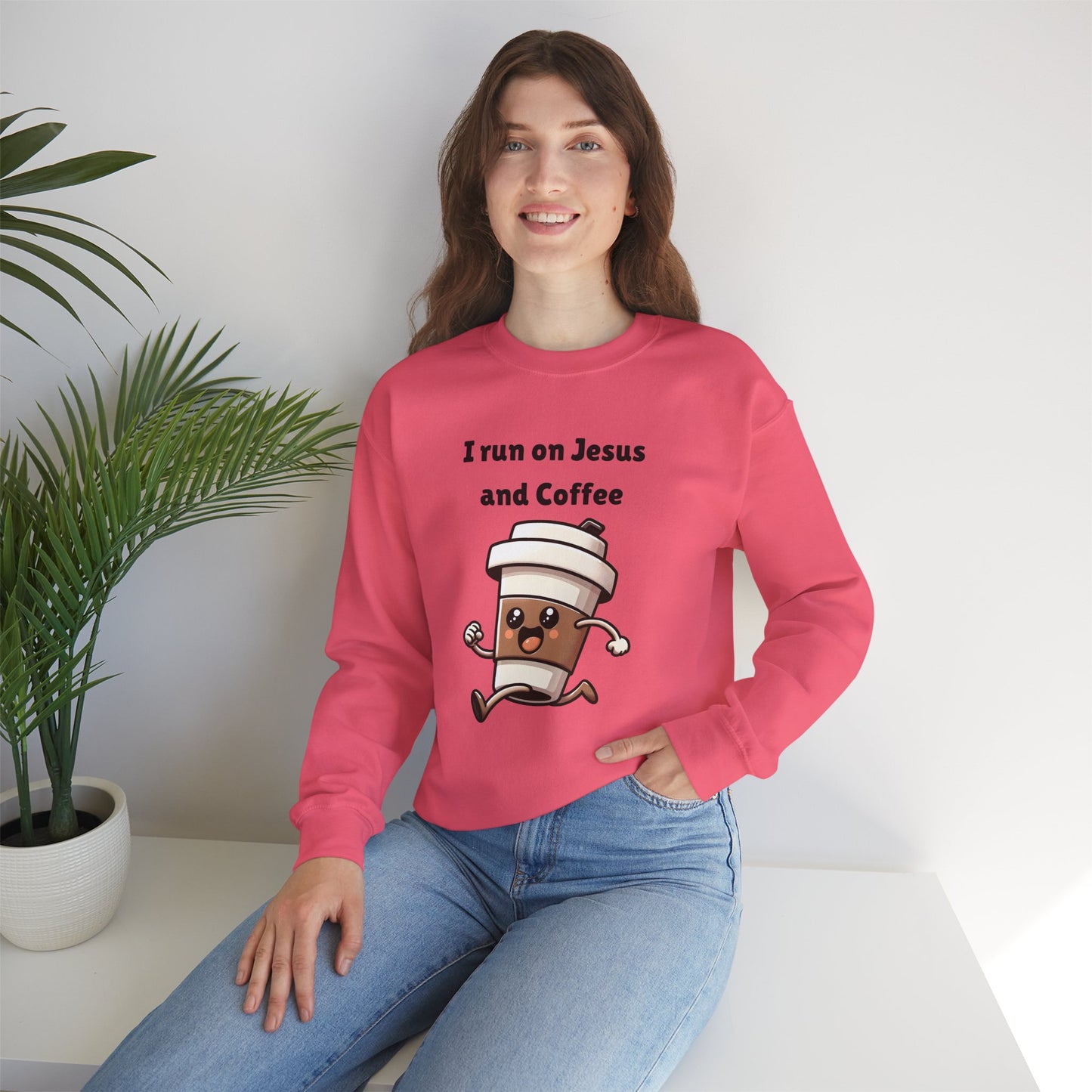 I Run n On Jesus And Coffee Heavy Blend™ Crewneck Sweatshirt