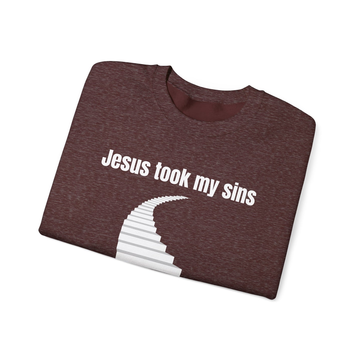 Jesus Took My Sins So Can Take The Stairs Heavy Blend™ Crewneck Sweatshirt