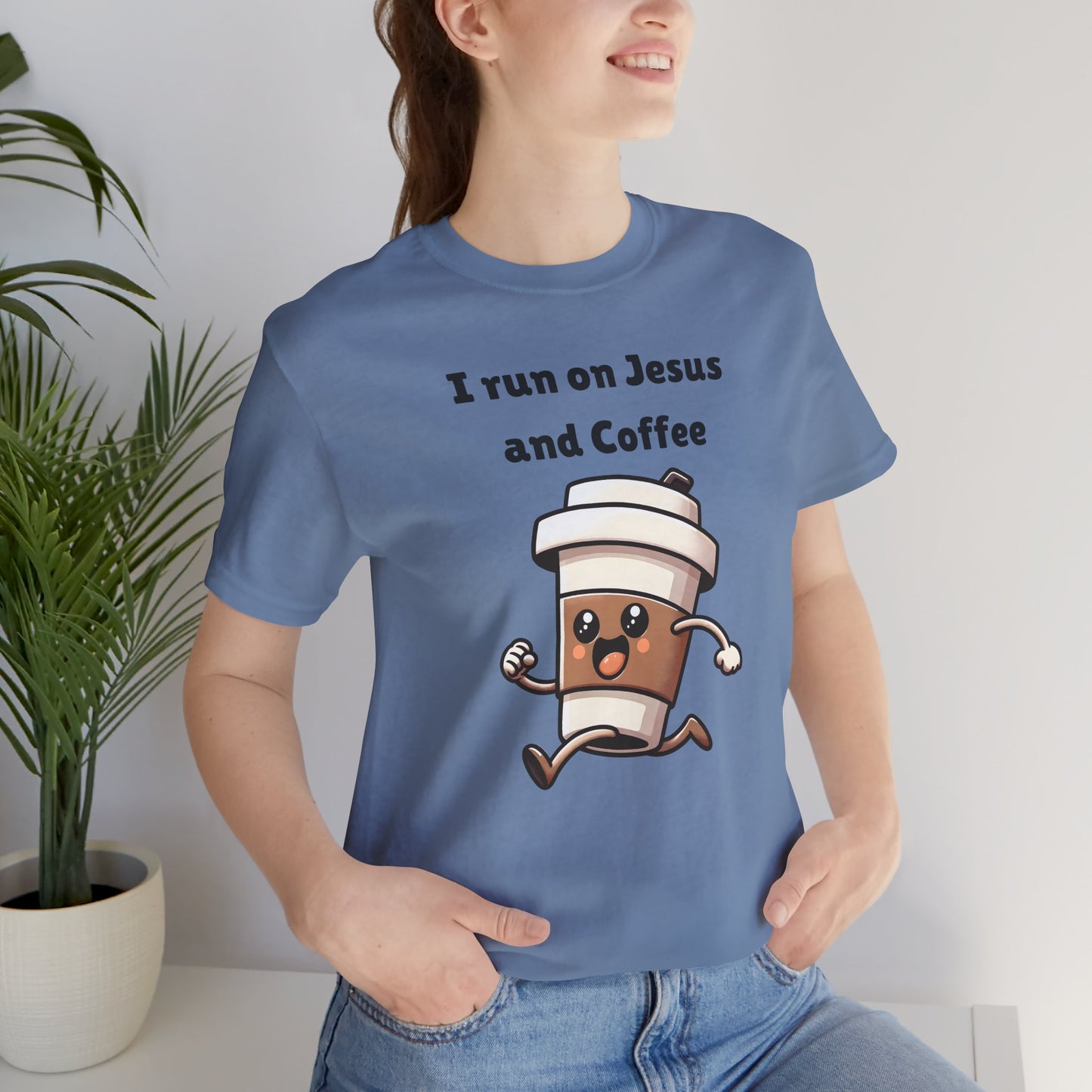 I Run On Jesus And Coffee Jersey Short Sleeve Tee