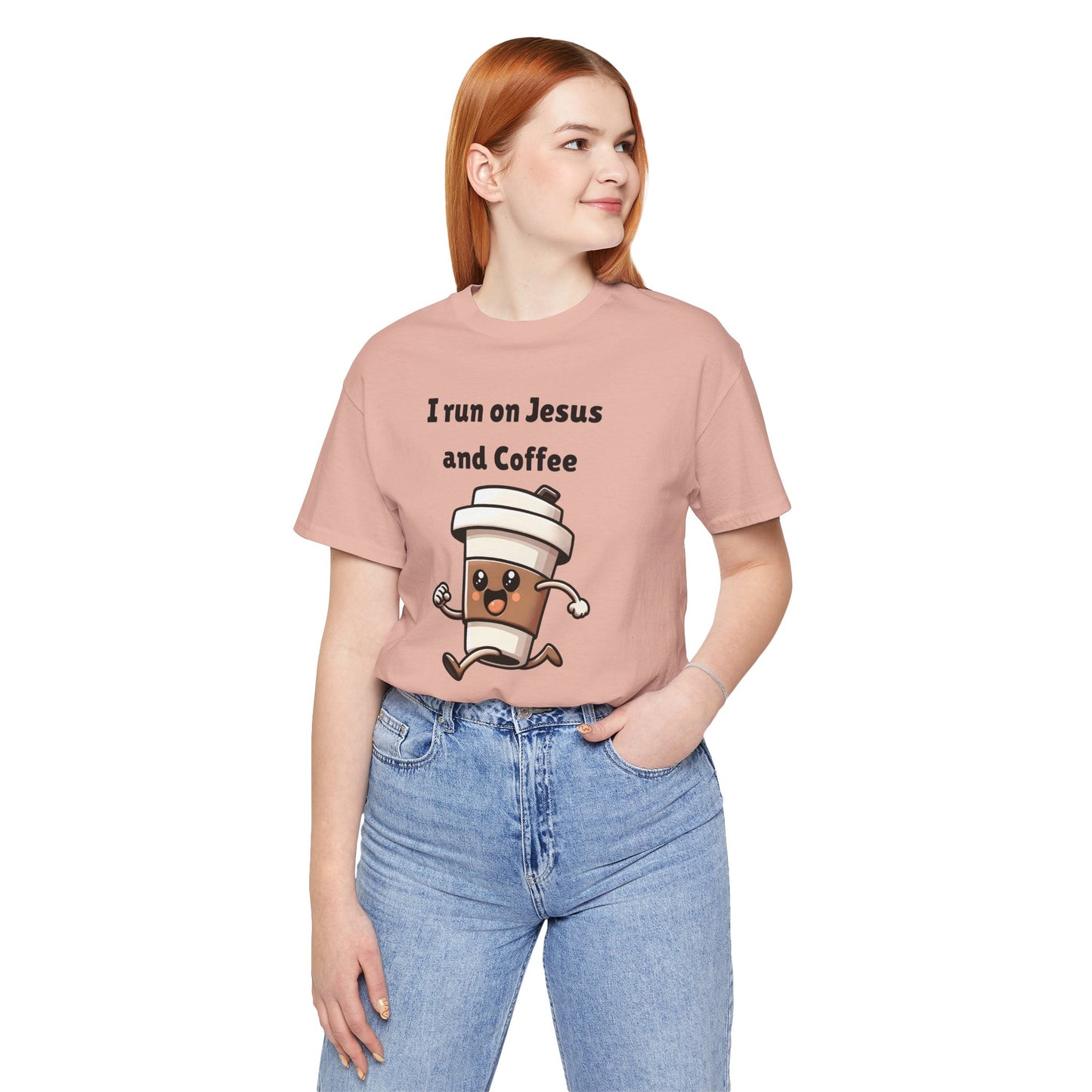 I Run On Jesus And Coffee Jersey Short Sleeve Tee