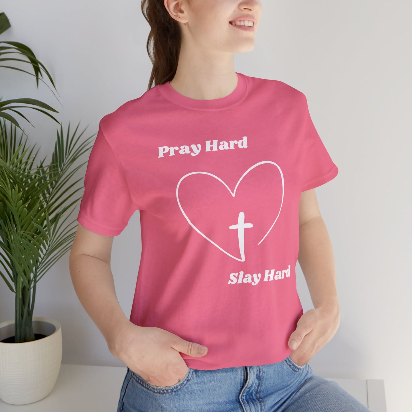 Pray Hard Slay Hard Jersey Short Sleeve Tee