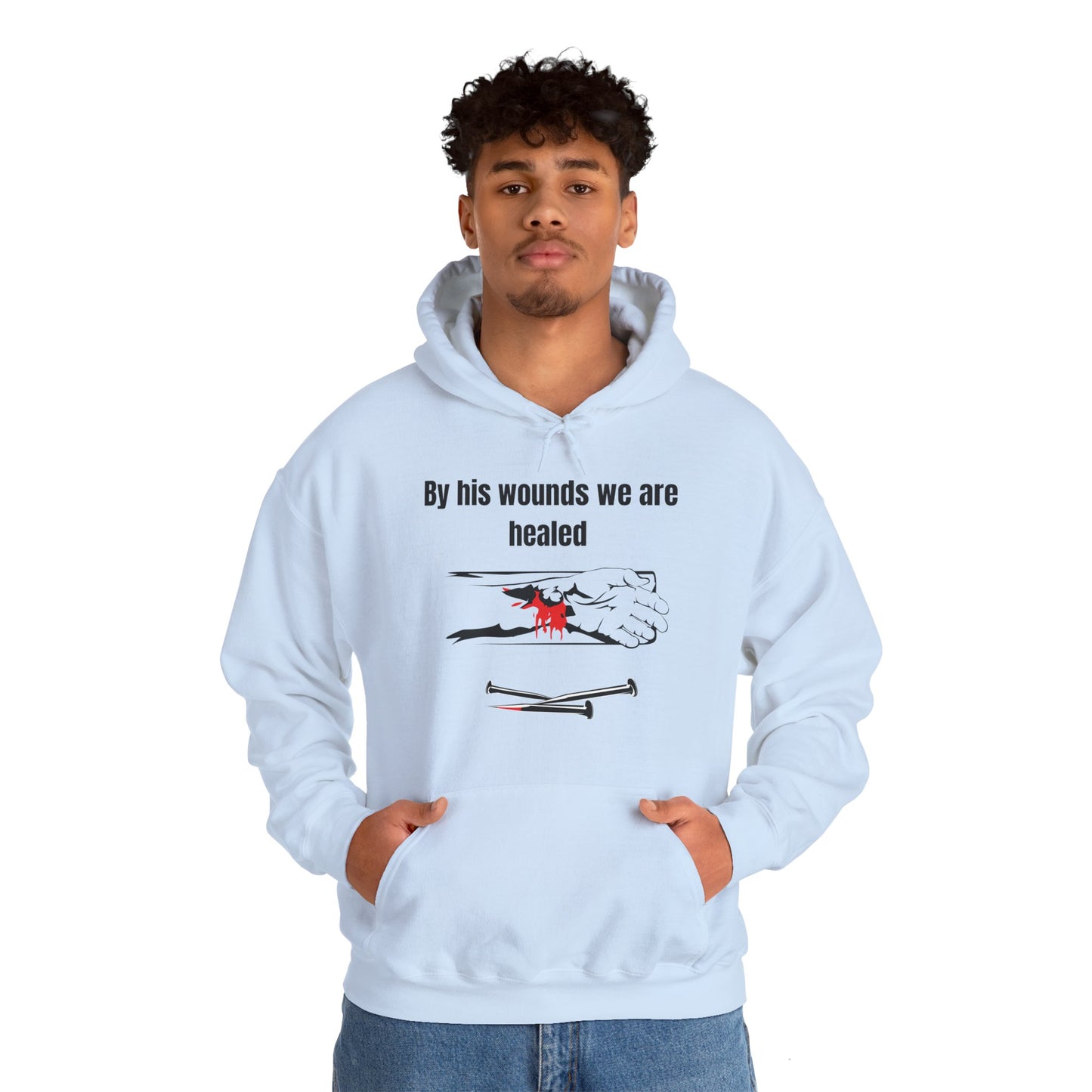 By His Wounds We Are Healed Heavy Blend™ Hooded Sweatshirt