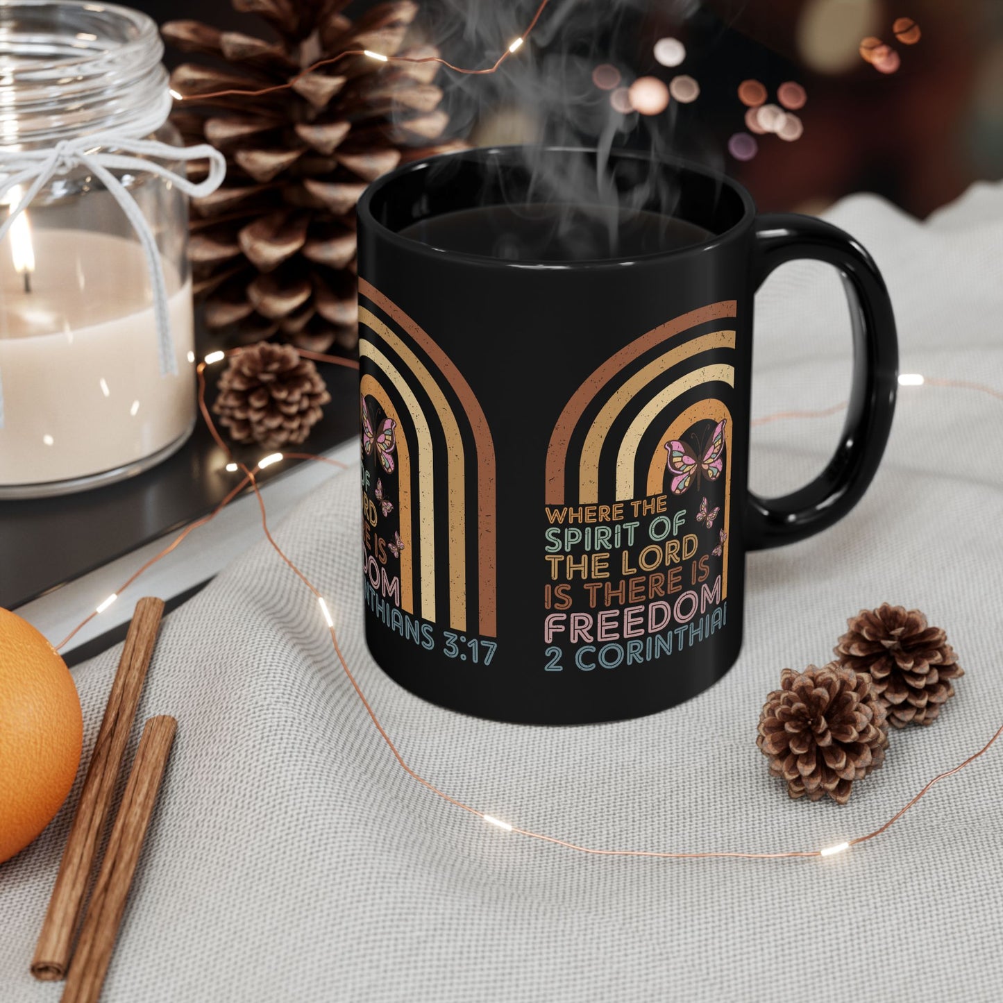 Where the Spirit of the Lord is there is Freedom Black Mug (11oz, 15oz)
