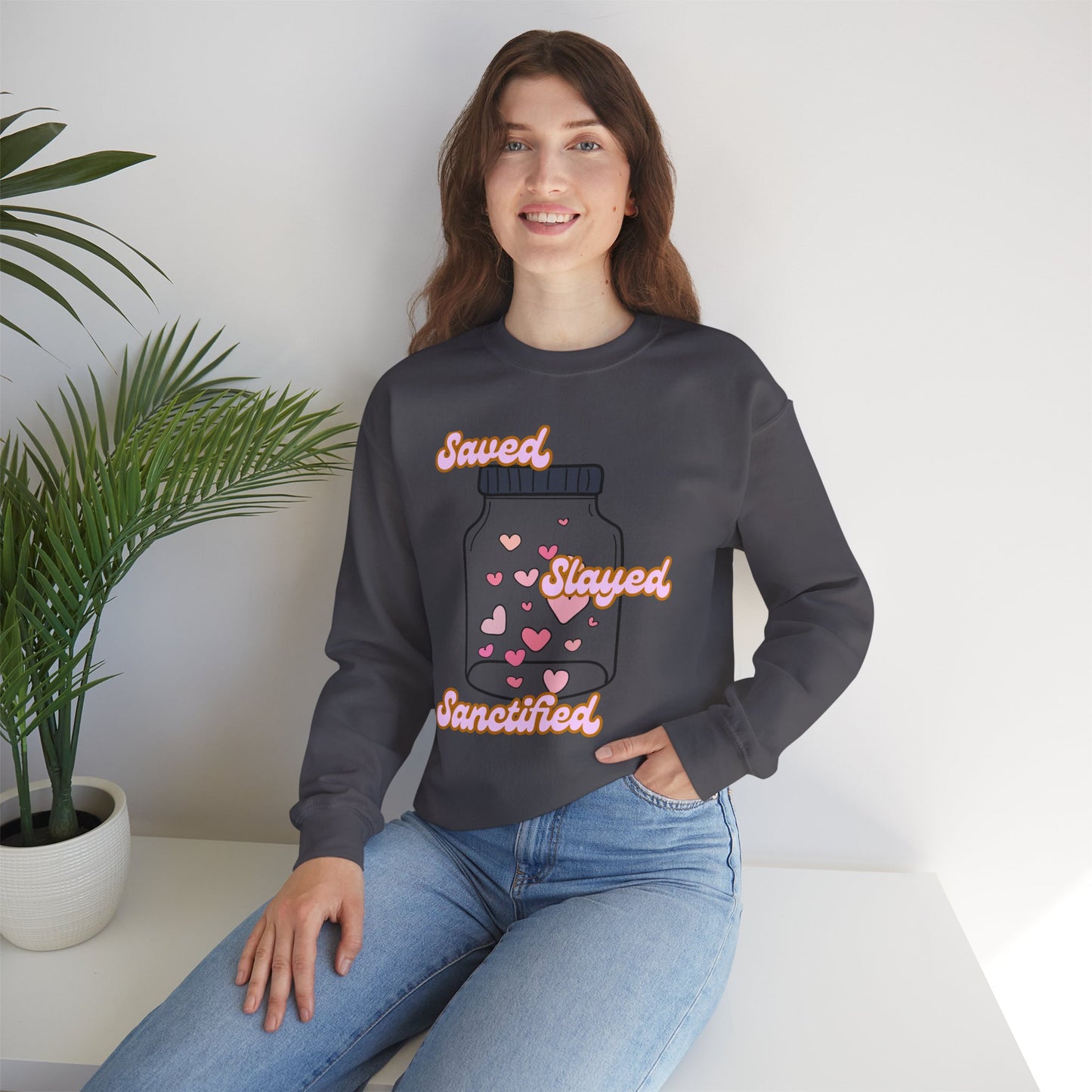 Saved Slayed Sanctified Heavy Blend™ Crewneck Sweatshirt