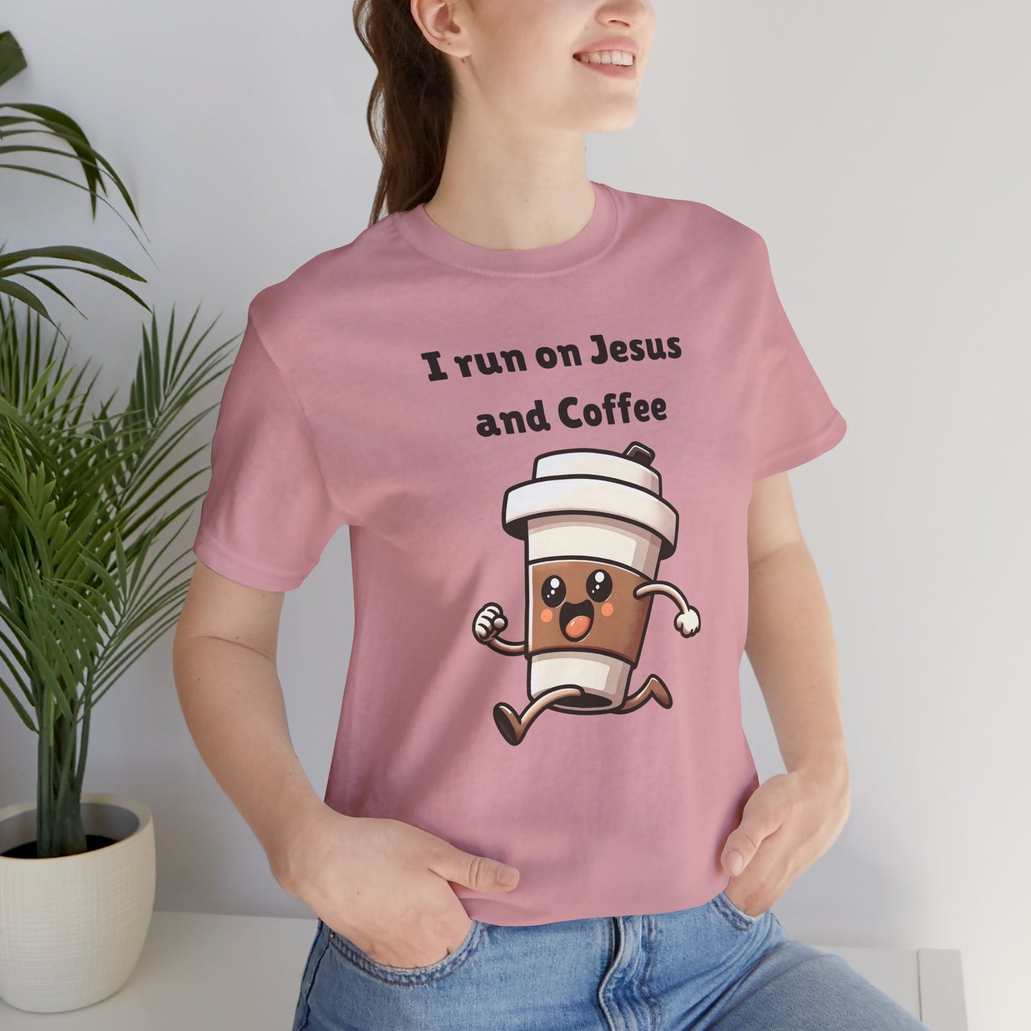 I Run On Jesus And Coffee Jersey Short Sleeve Tee