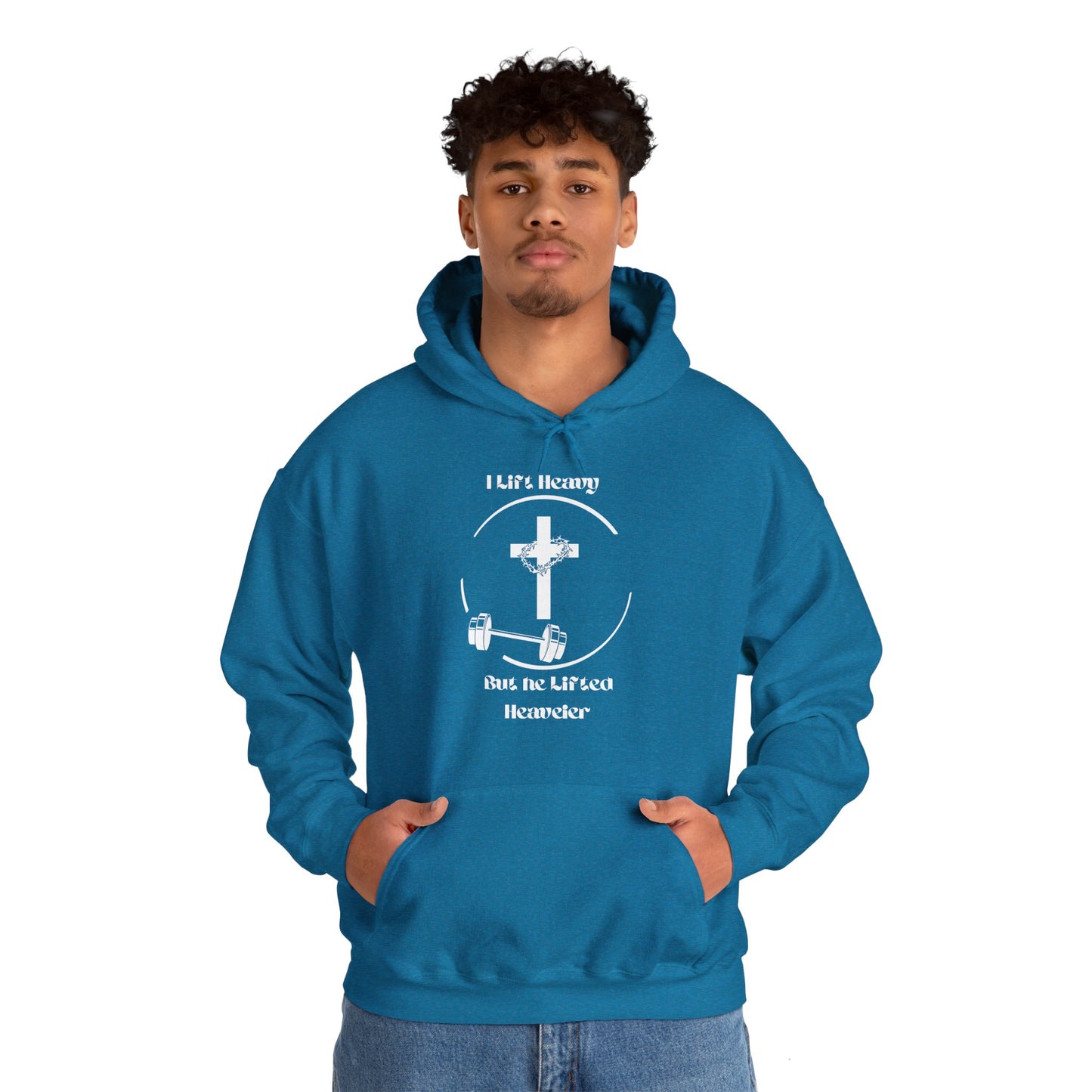 Hooded Sweatshirt - 'I Lift But He Lifted Heavier' Fitness Motivation Design